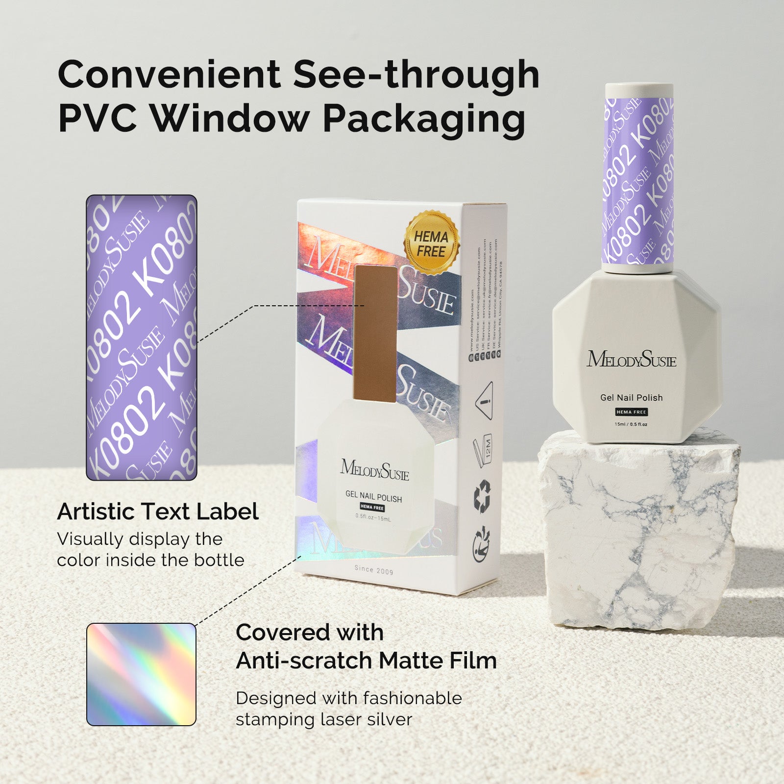 HEMA-Free Gel Nail Polish 0.5 fl oz/15ml - K0802 Thick Light Purple