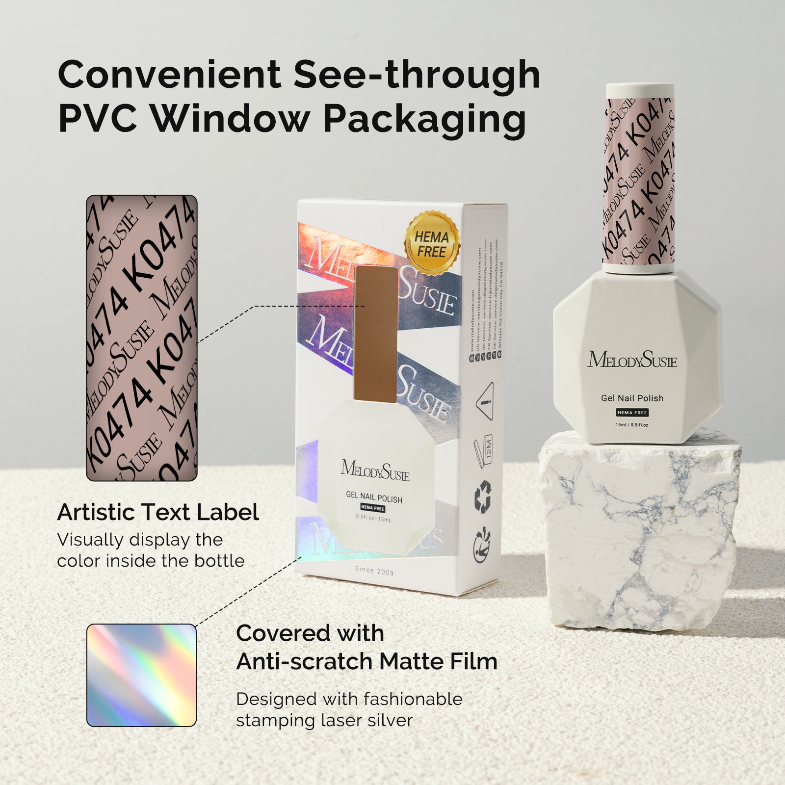 HEMA-Free Gel Nail Polish 0.5 fl oz/15ml - K0474 Thick Gray Nude