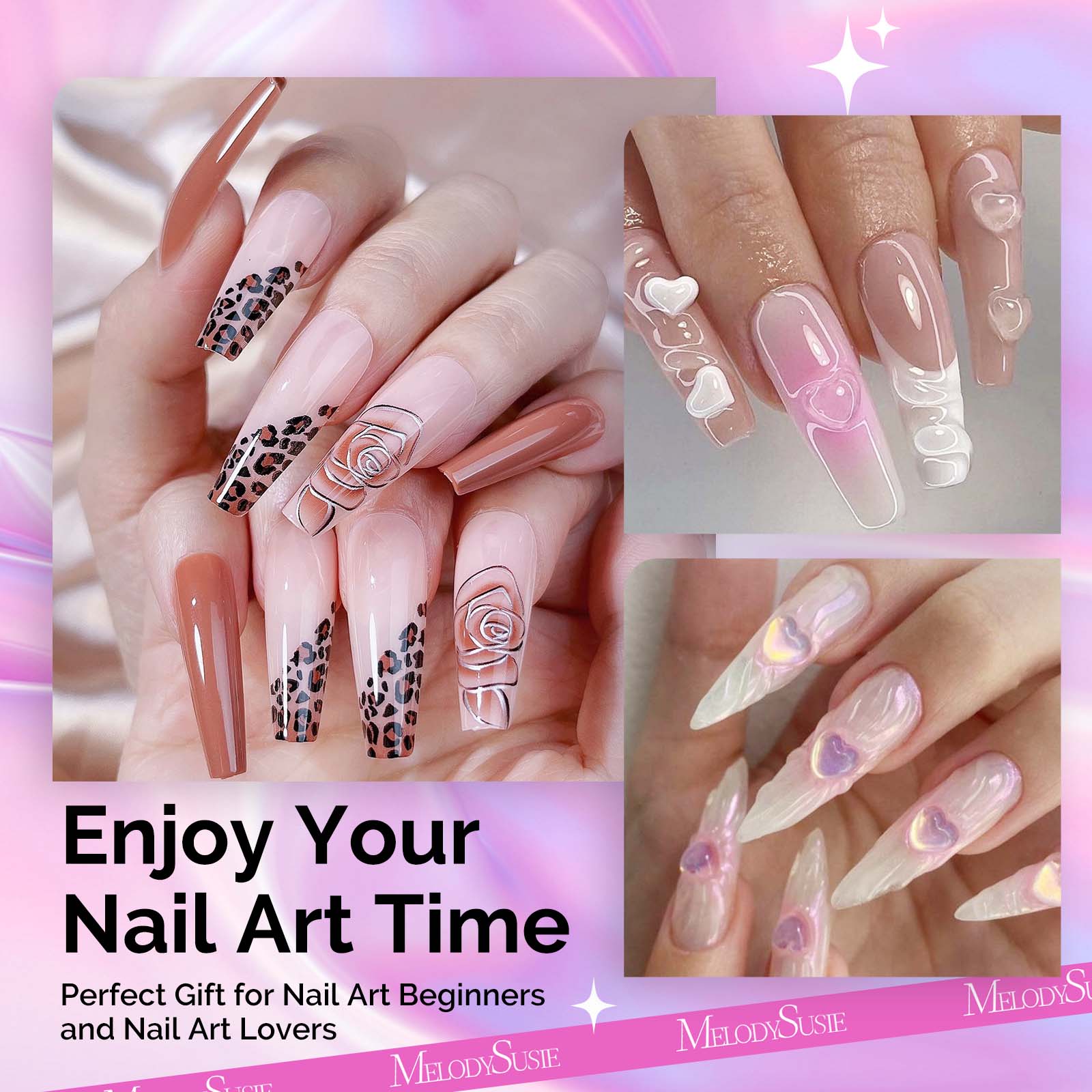 Acrylic Nail Brush Set (4Pcs) - Rose Gold