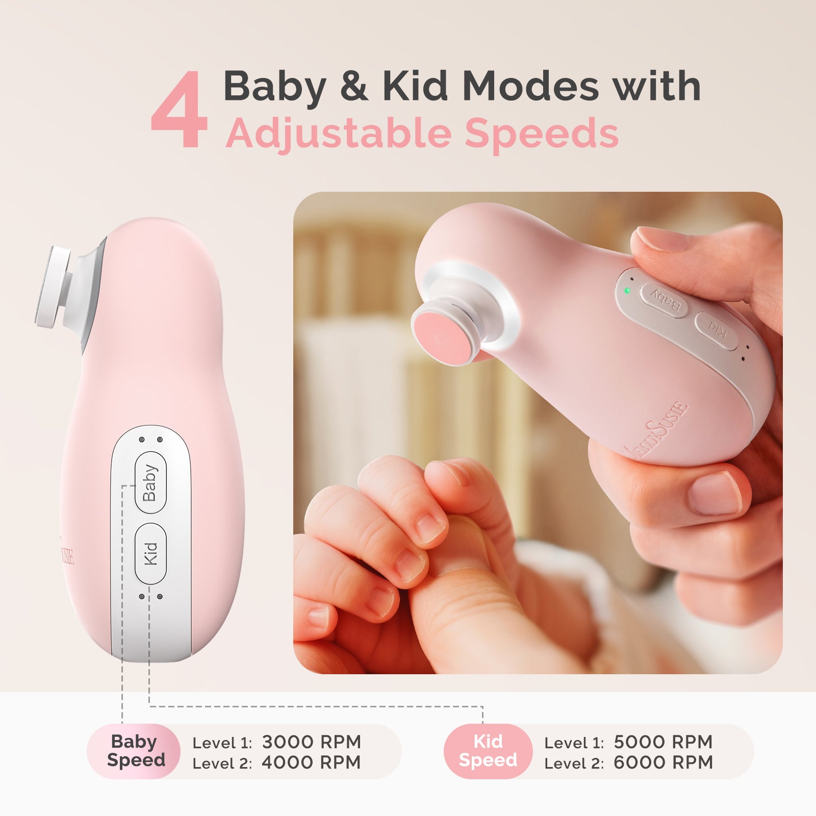 PC20F Rechargeable Baby Nail Trimmer - Pink