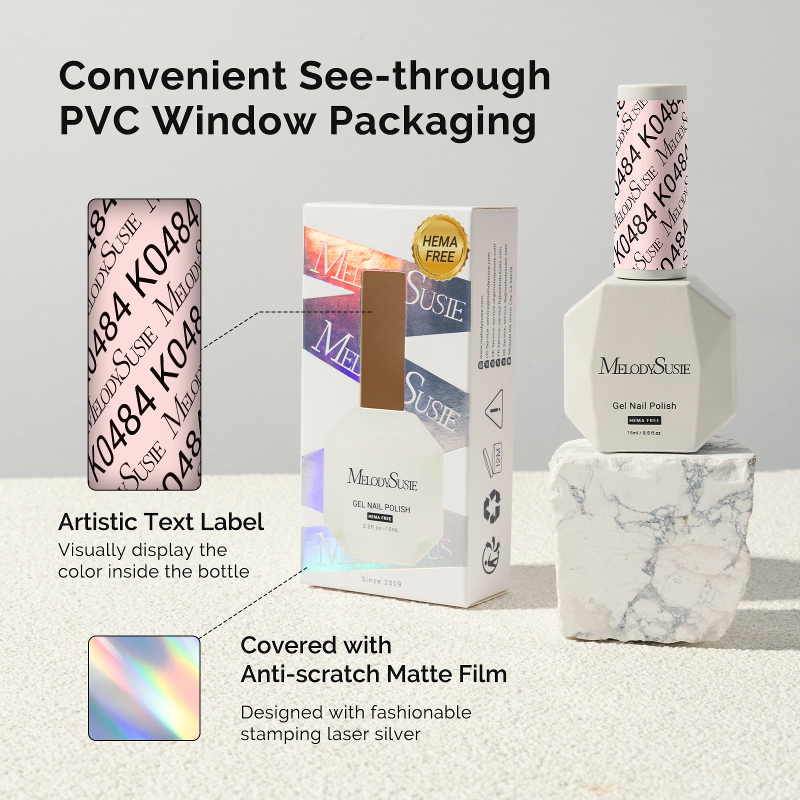 HEMA-Free Gel Nail Polish 0.5 fl oz/15ml - K0484 Thick White Nude Pink