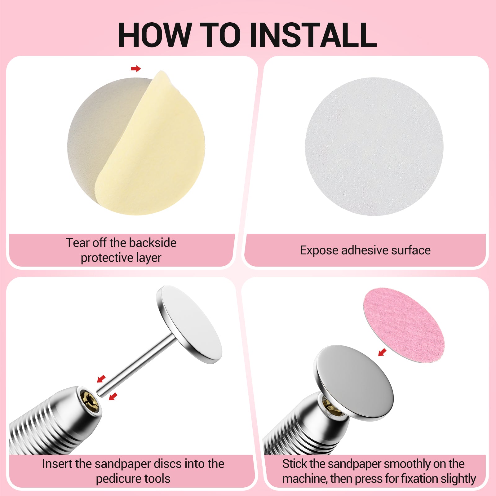 60 Pcs Replacement Sandpaper Discs with 25mm Metal Nail Drill Bit