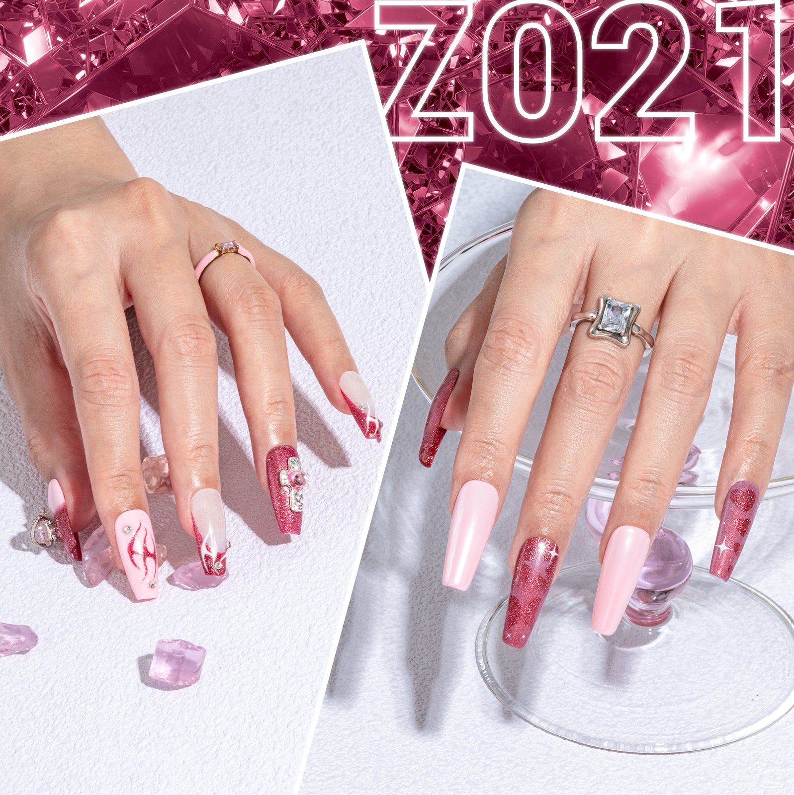 Z201 Strawberry Pink Glitter - TPO-Free Thick Gel Nail Polish(15ml)