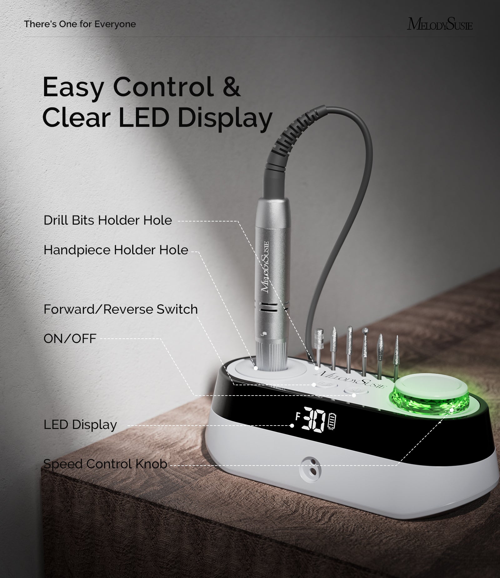 SC320A Desktop Multifunctional Rechargeable Nail Drill 30,000RPM - White