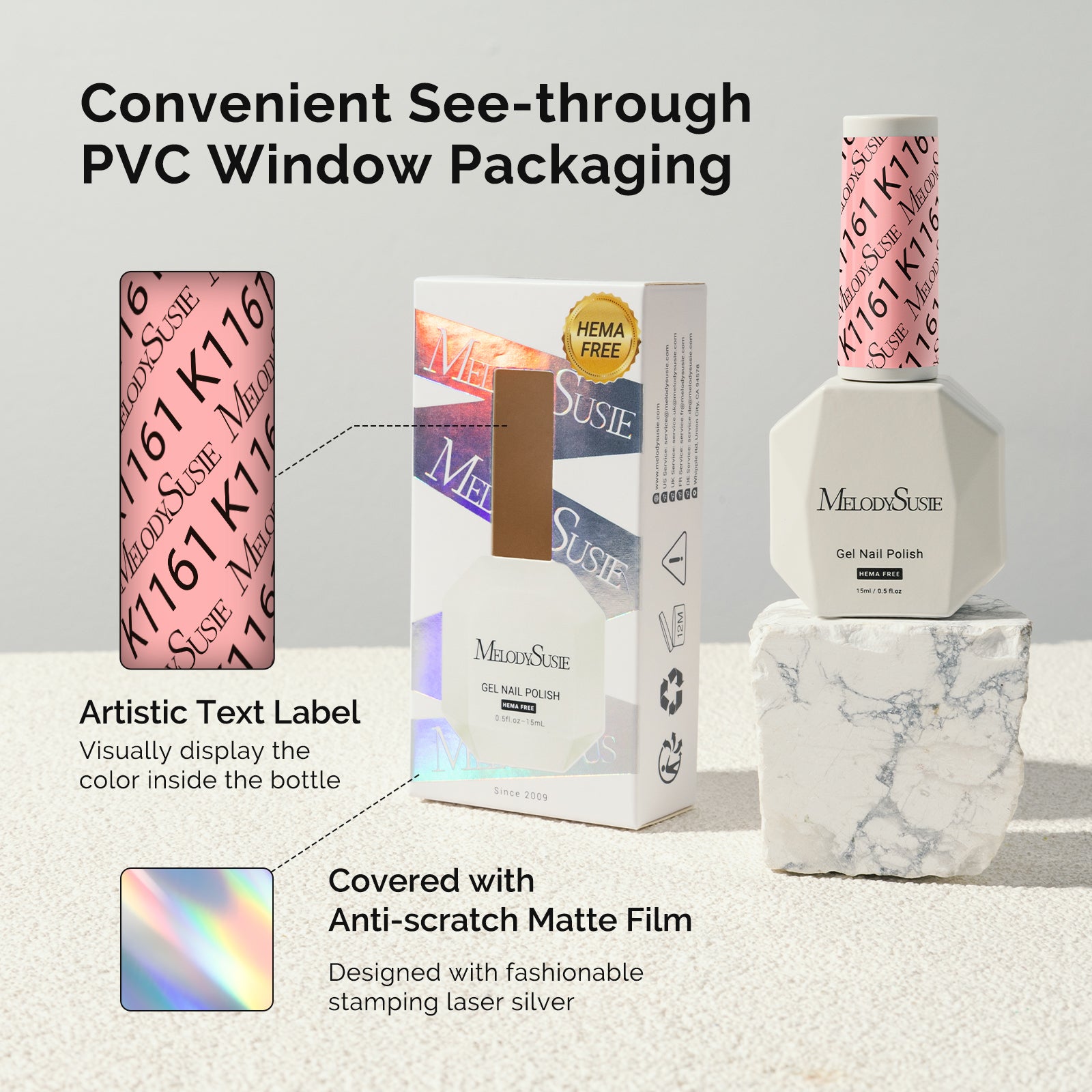 HEMA-Free Gel Nail Polish 0.5 fl oz/15ml - K1161 Thick Bright Nude Pink