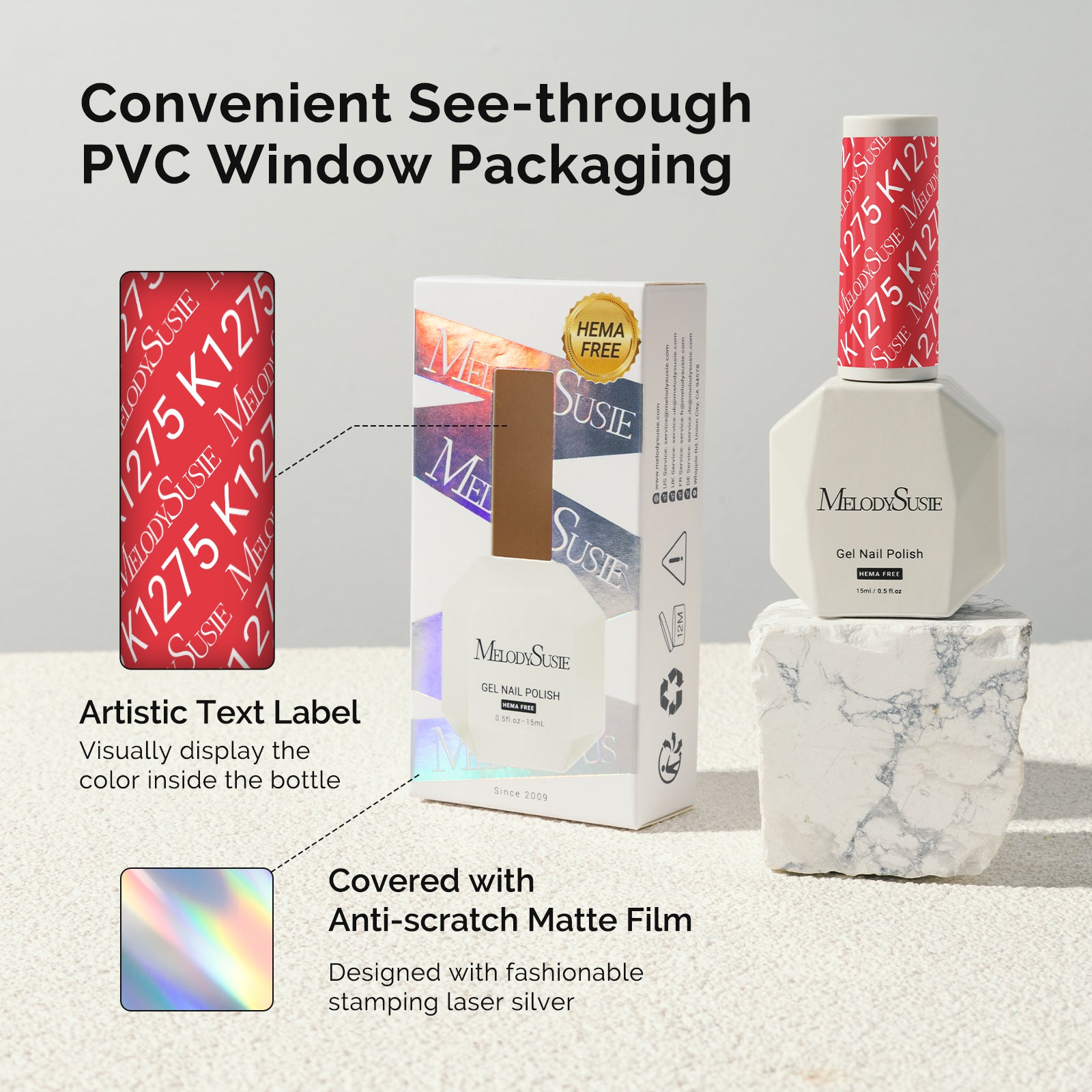 HEMA-Free Gel Nail Polish 0.5 fl oz/15ml - K1275 Thick Bright Coral Red