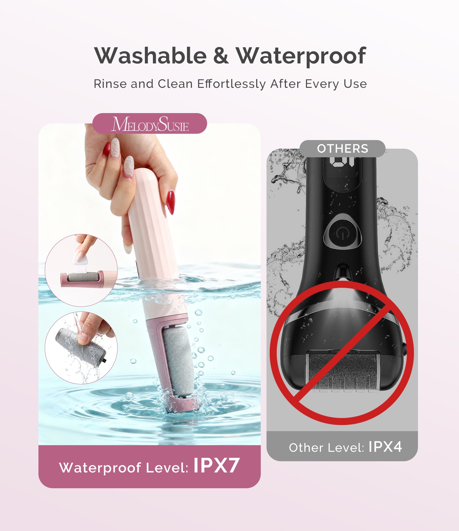 PC800G Rechargeable Feet Callus Remover - Pink Rose