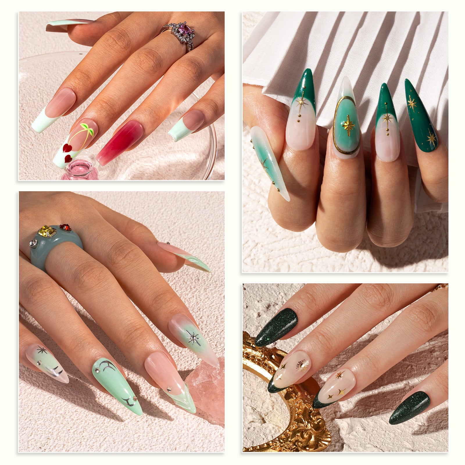 6 Colors TPO-Free Thick Gel Nail Polish Set 15ml - Green