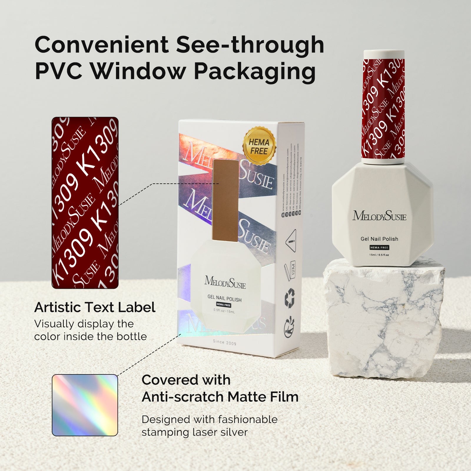 HEMA-Free Gel Nail Polish 0.5 fl oz/15ml - K1309 Thick Crimson Red