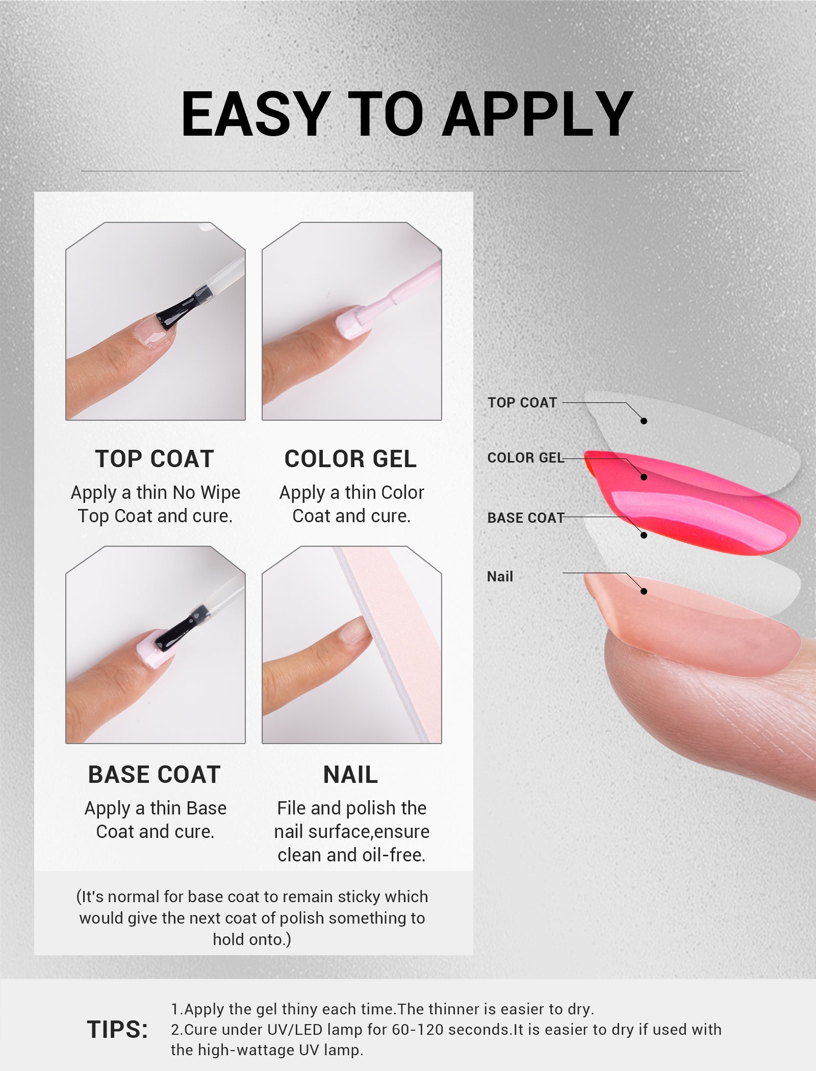 Top & Base Coat Nail Gel Polish 15ml