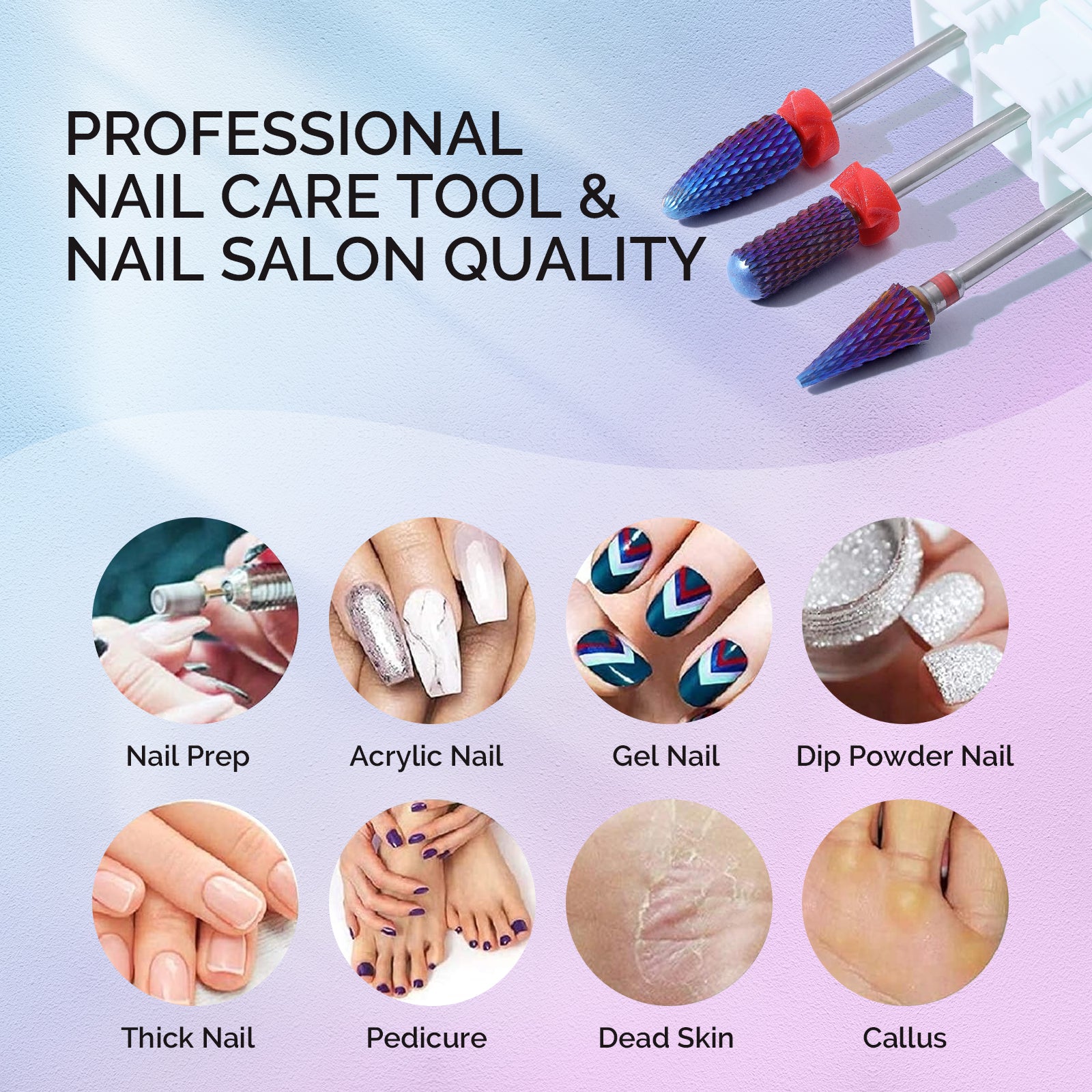 3Pcs Carbide Tungsten Nail Drill Bits Set