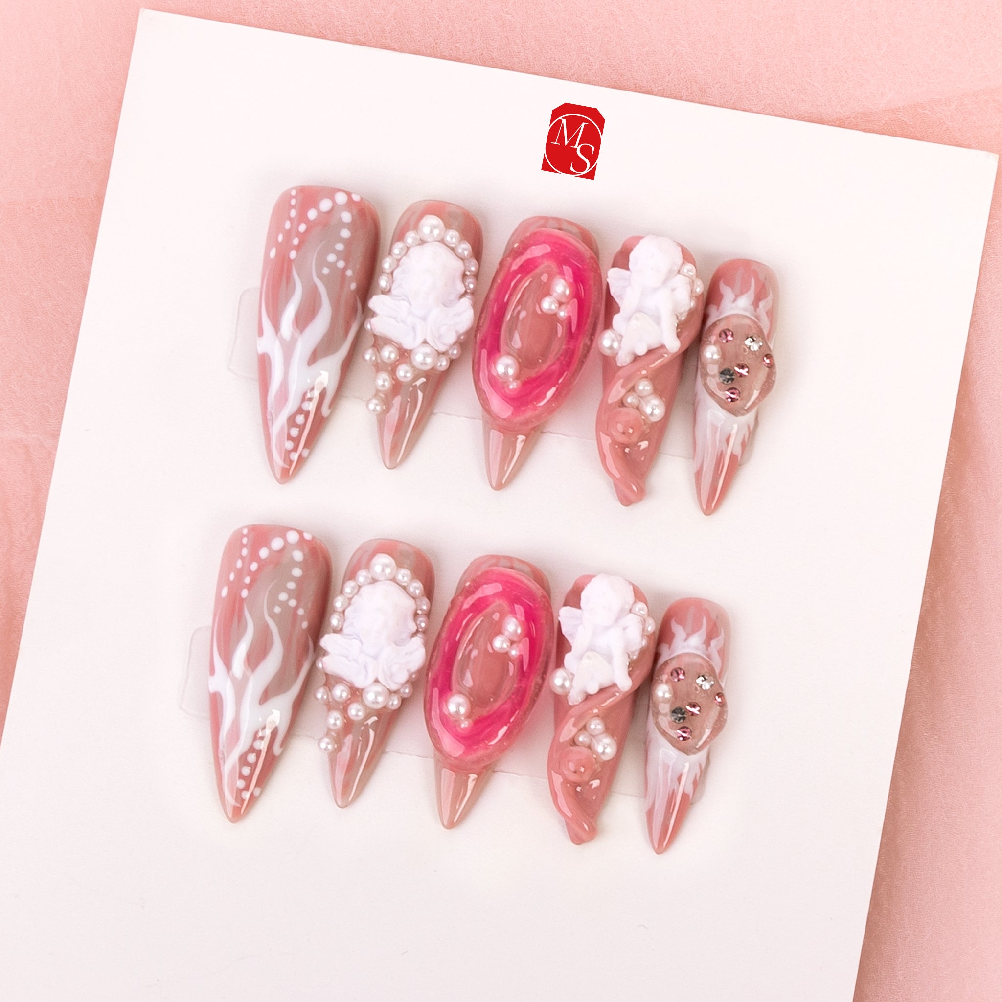 Cupid Touch Stiletto Mid Length Press On Nails