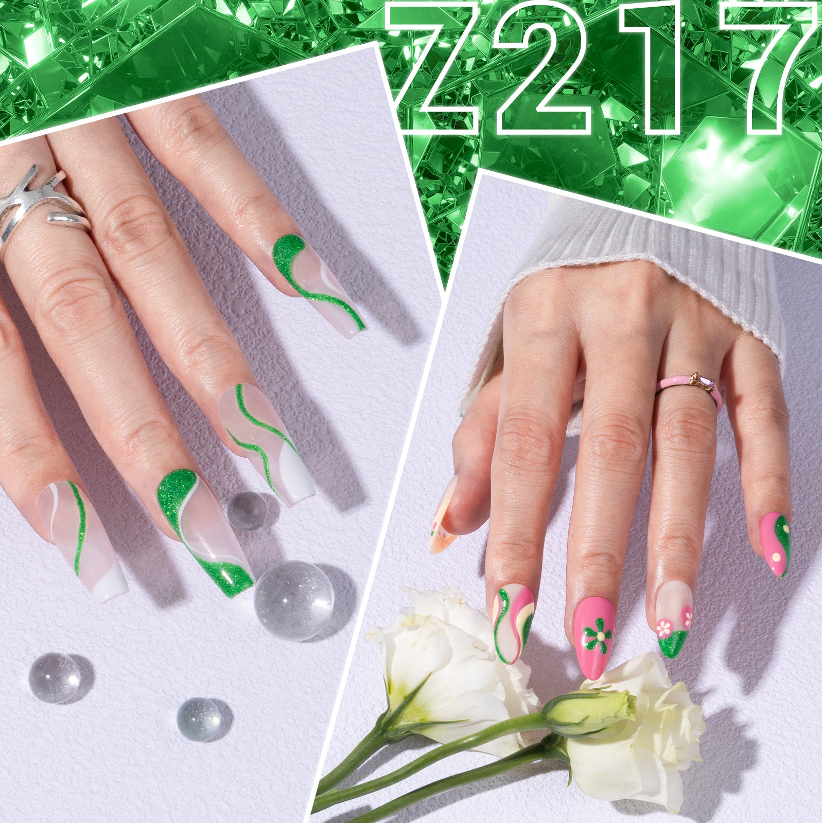 Z217 Neon Green Glitter - Gel Nail Polish(15ml)