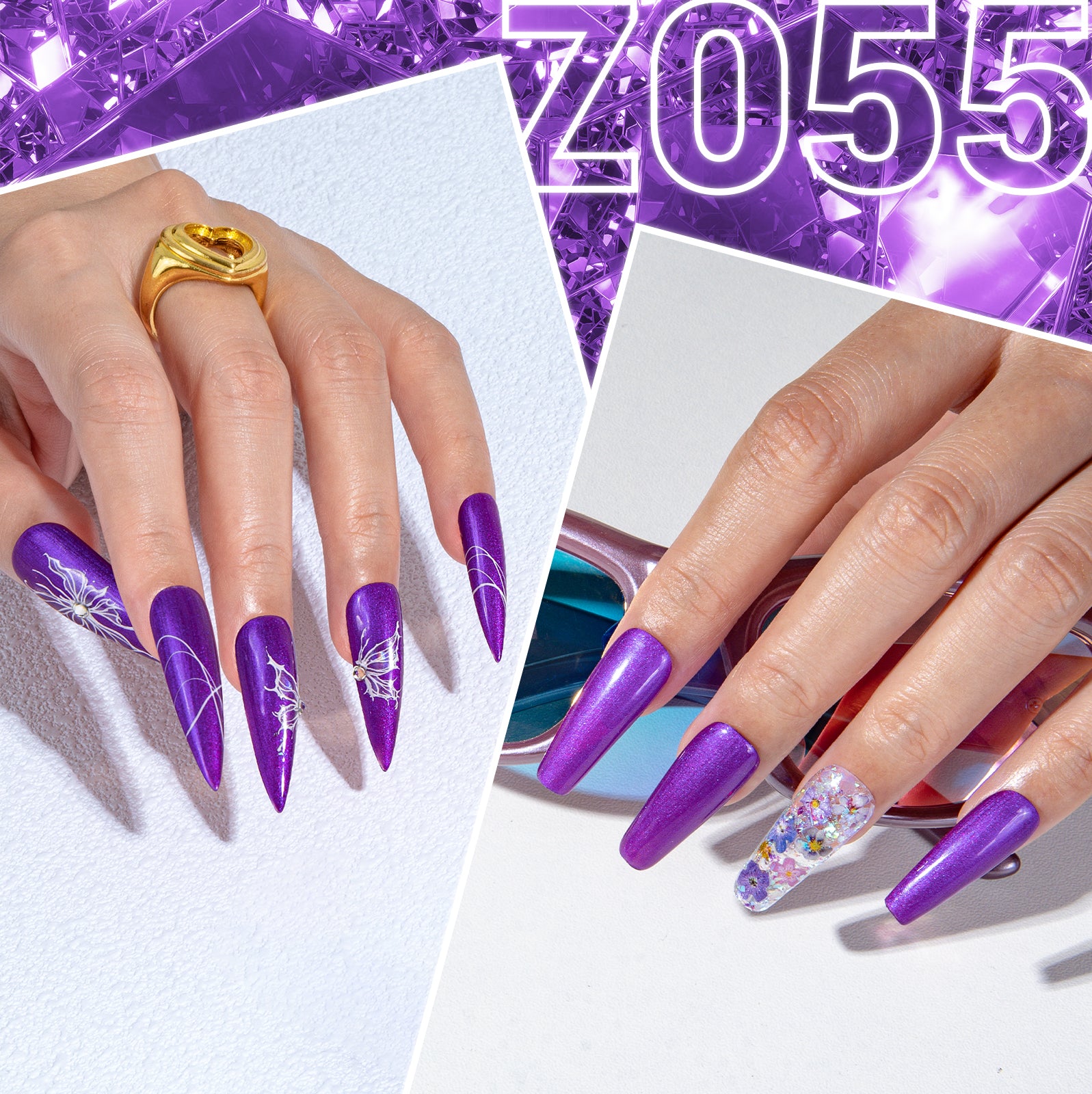 Z055 Purple Shimmer Glitter - Gel Nail Polish(15ml)