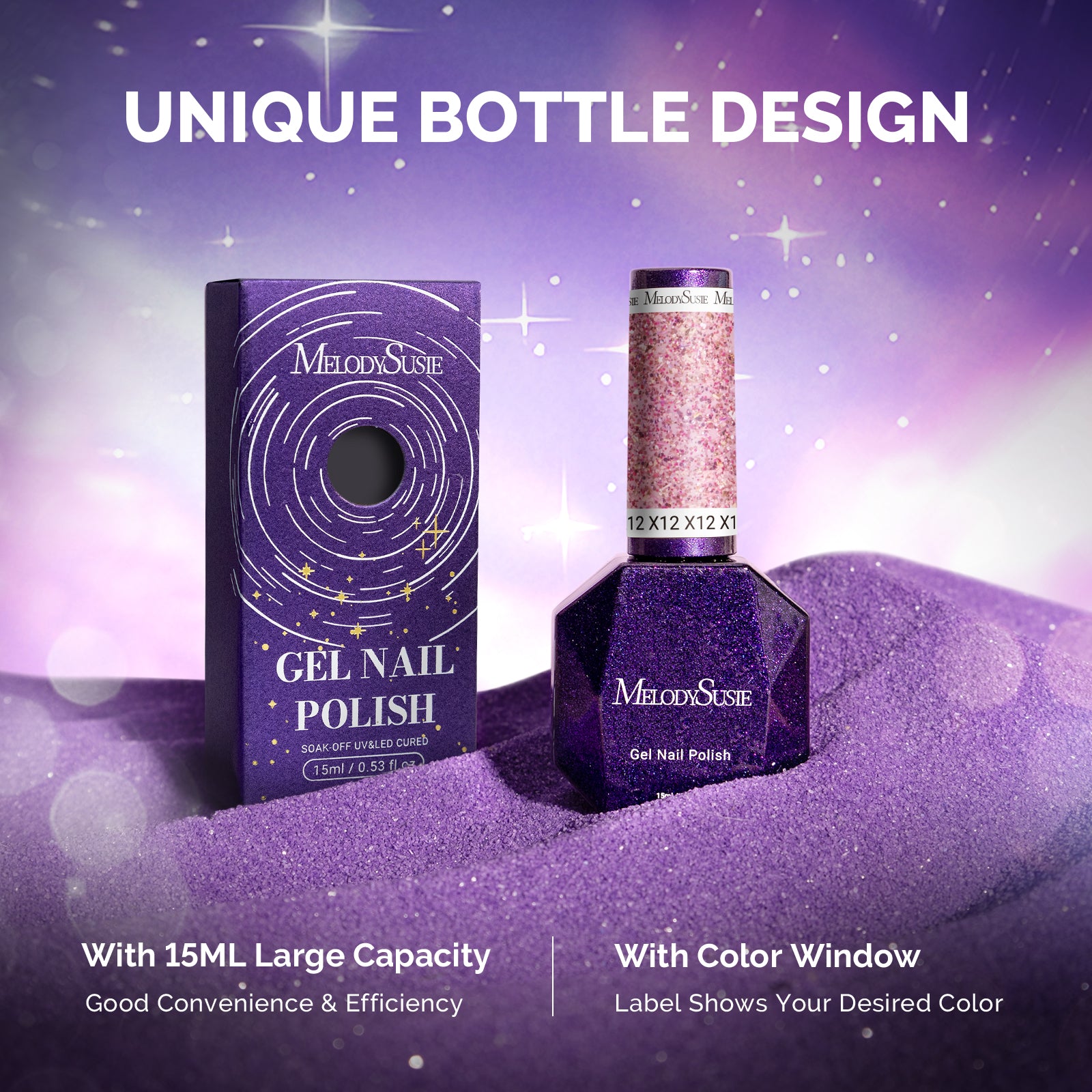 Galaliver Glitter Gel Nail Polish 15ml - X12 Sweet Pink