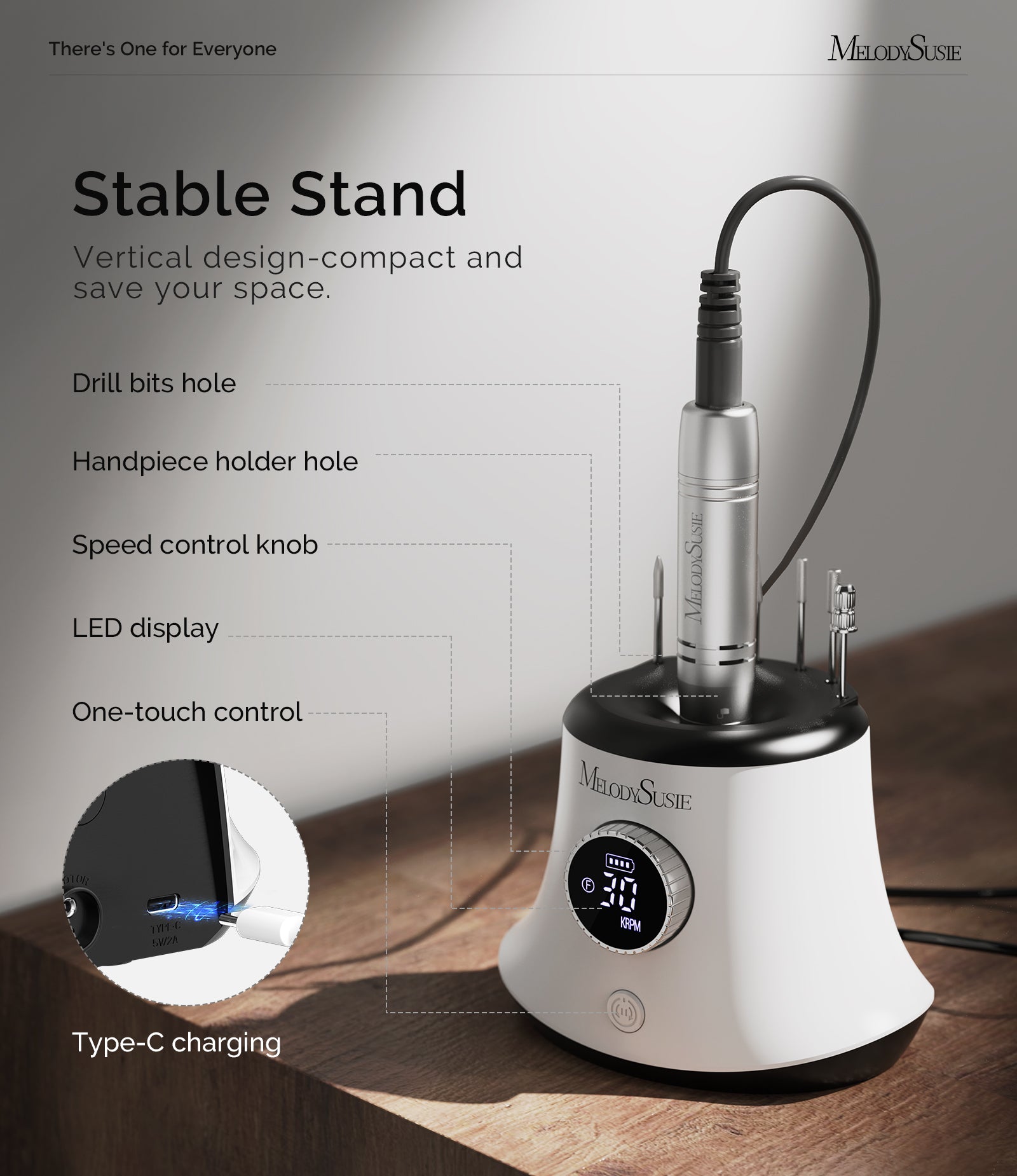 SC320G 30000RPM Rechargeable Desktop Nail Drill