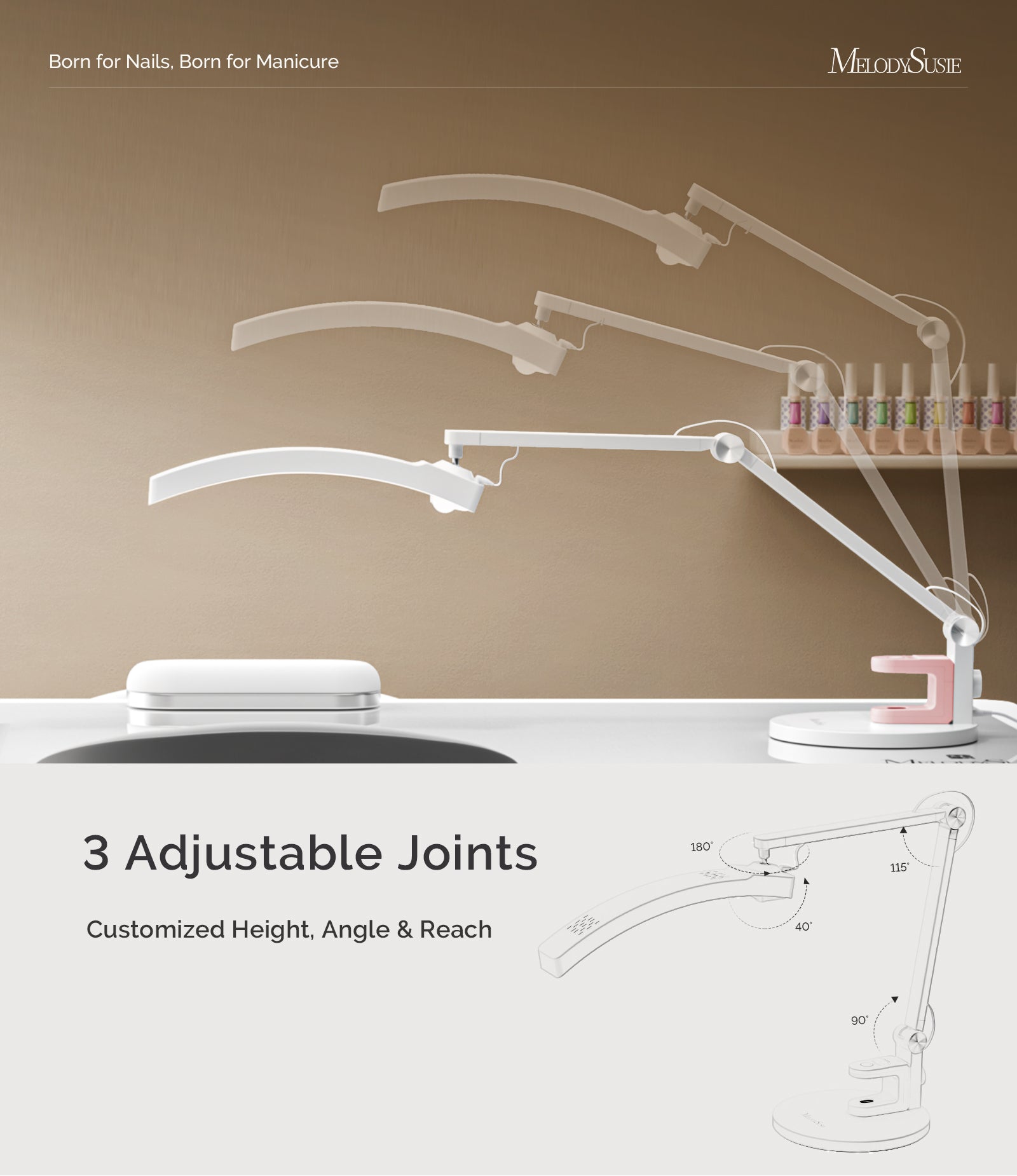 S-Pro29G Nail-Focused 3-Mode Manicure Table Lamp with Pink Mini Nail Lamp