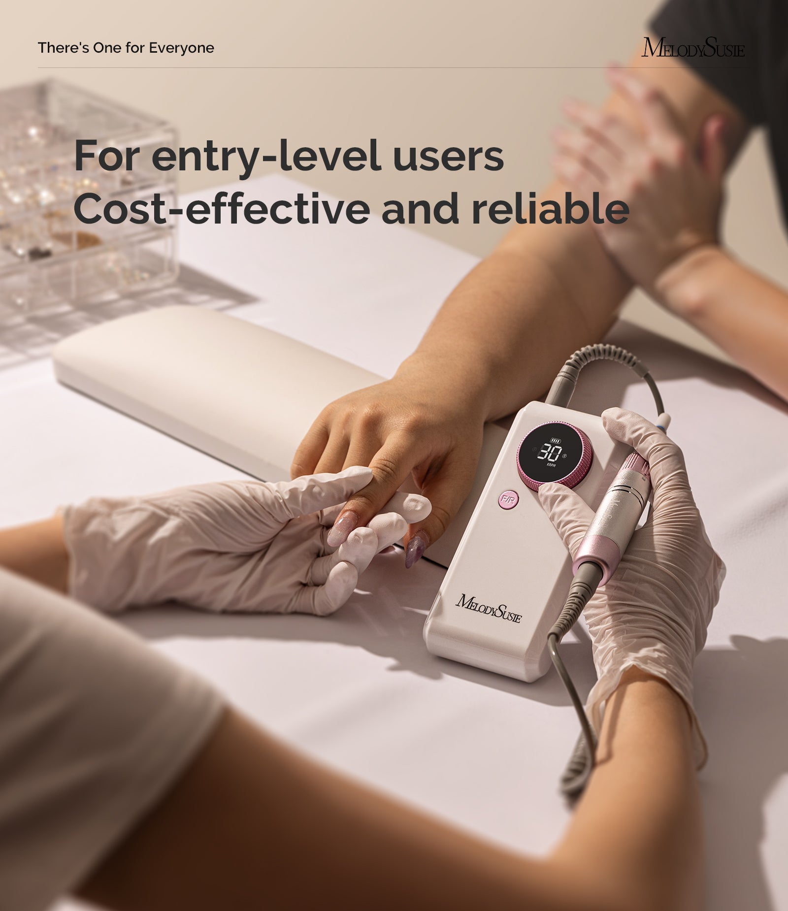 SC330G Clip-On Rechargeable 2-in-1 Nail Drill with Built-In Stand 30,000RPM - Pink