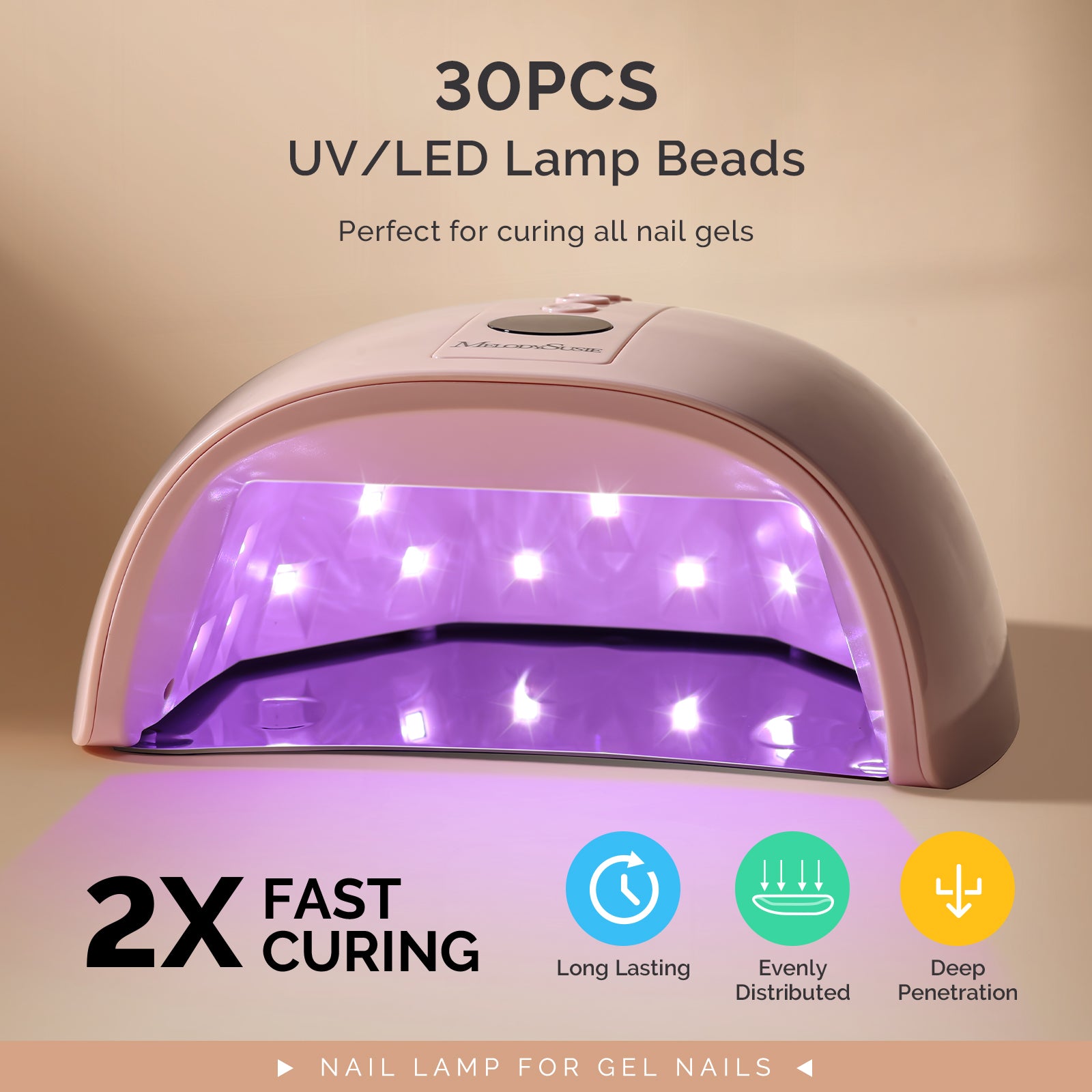 New Upgraded P-PLUS30GT Rechargeable Cordless UV/LED Nail Lamp - Pink
