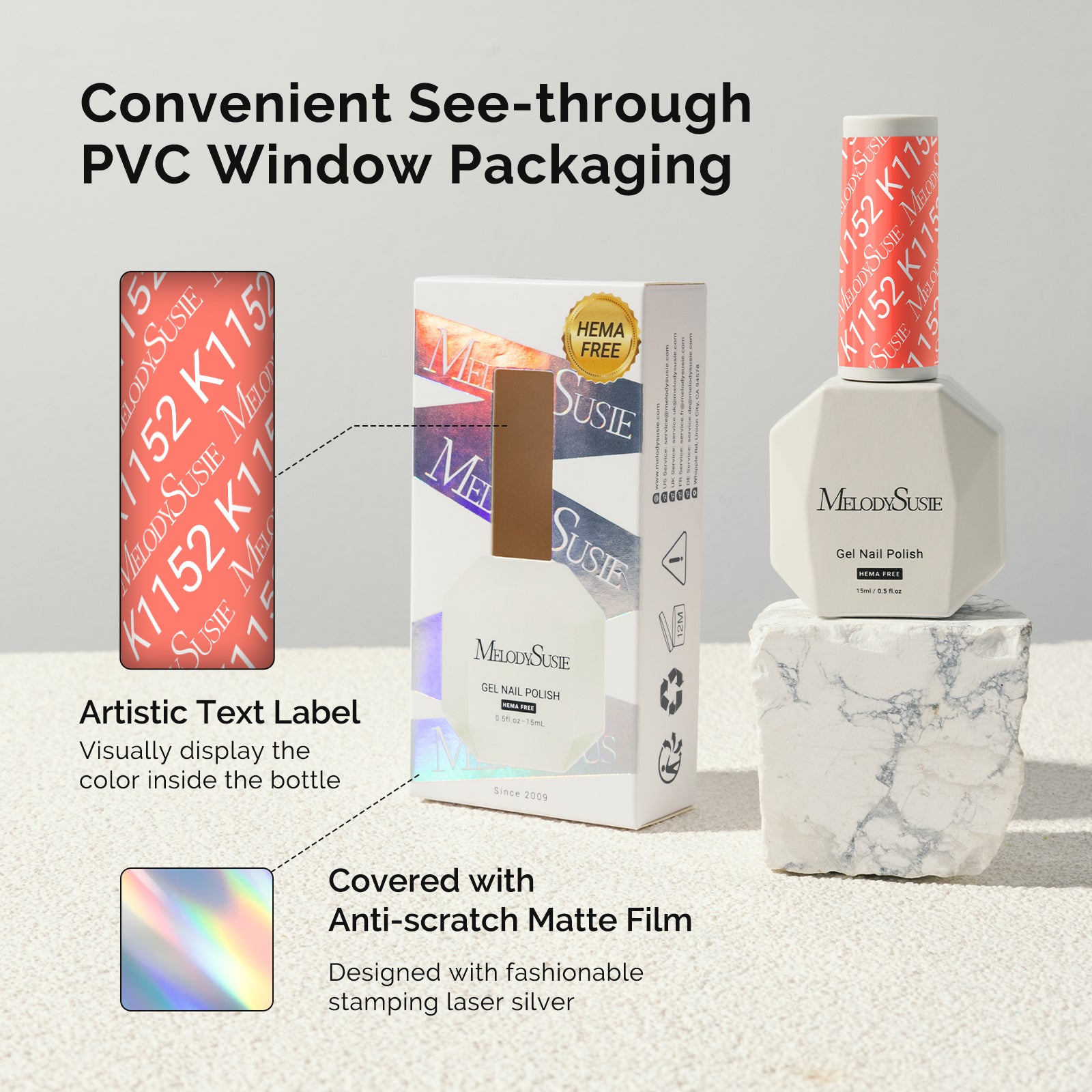 HEMA-Free Gel Nail Polish 0.5 fl oz/15ml - K1152 Thick Coral Orange