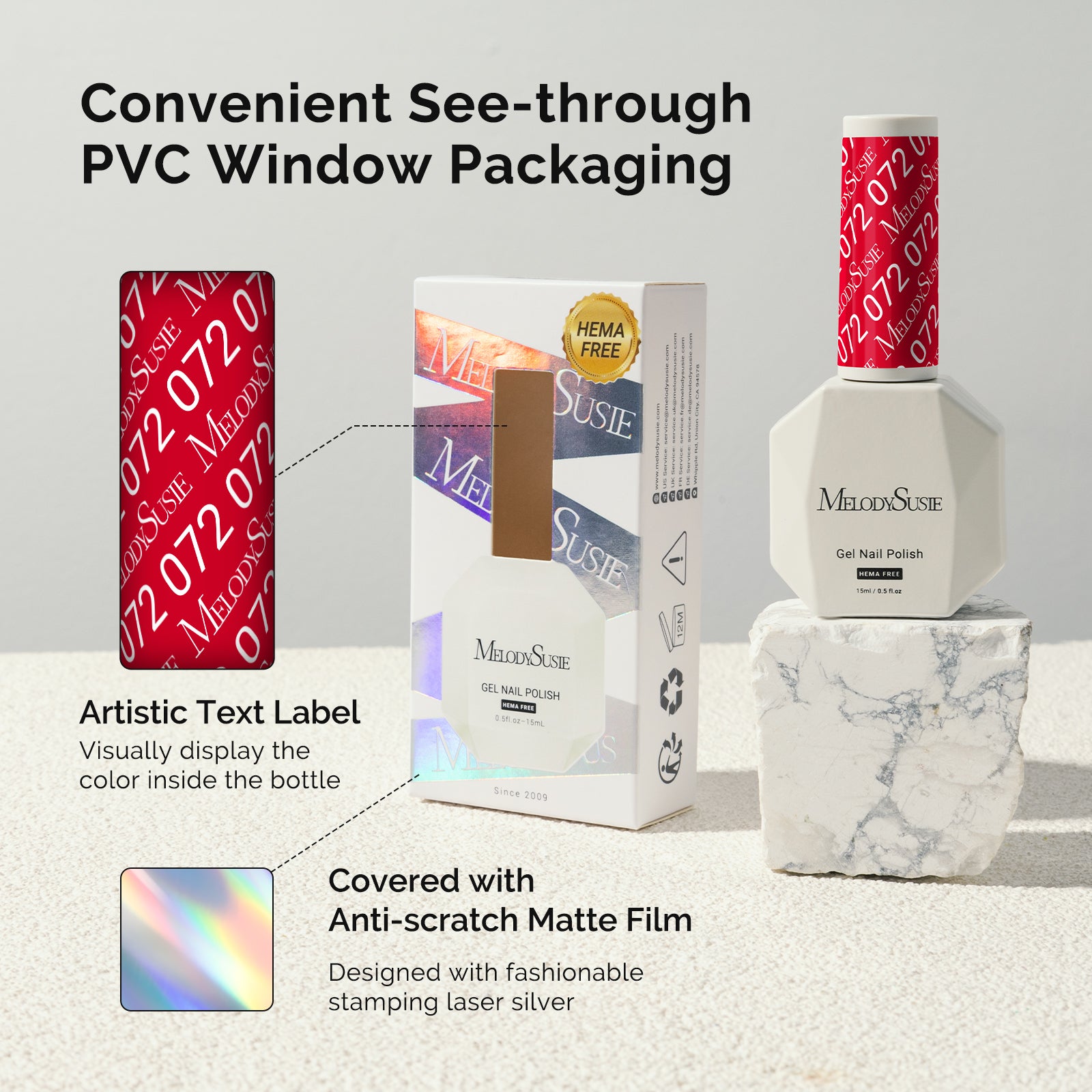 072 Red - HEMA-Free Gel Nail Polish 0.5 fl oz/15ml