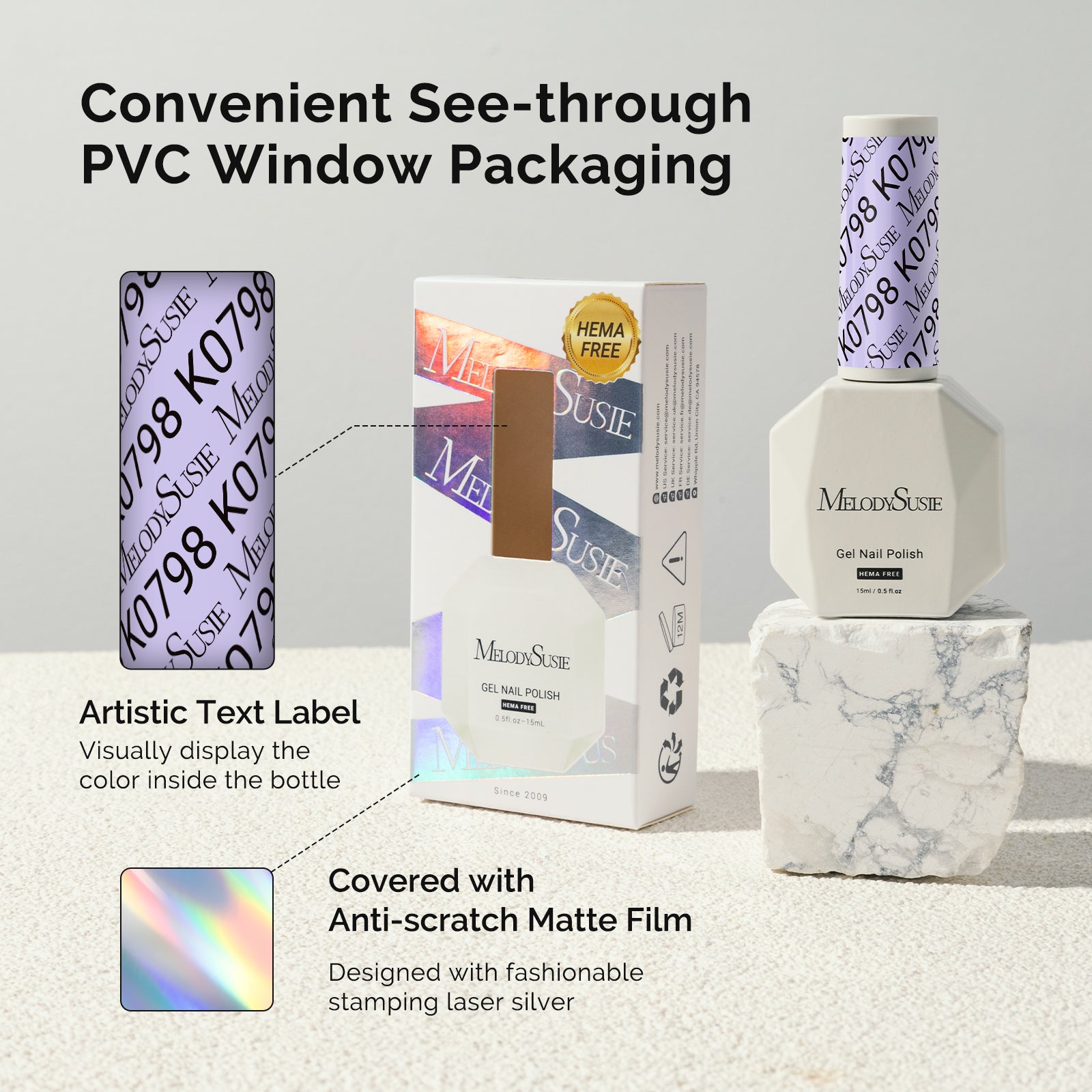 HEMA-Free Gel Nail Polish 0.5 fl oz/15ml - K0798 Thick Light Lavender Purple