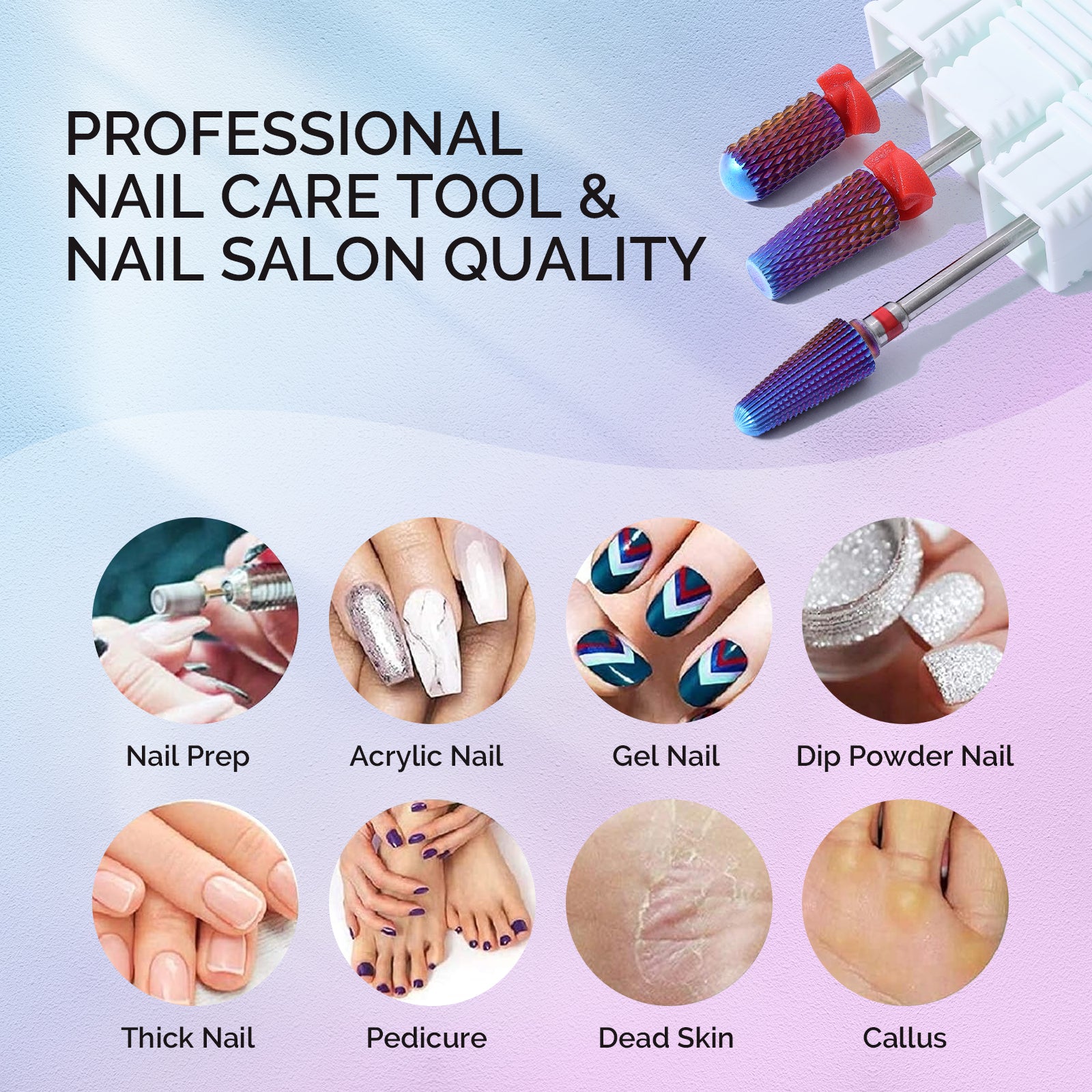 3Pcs Carbide Tungsten Nail Drill Bits Set