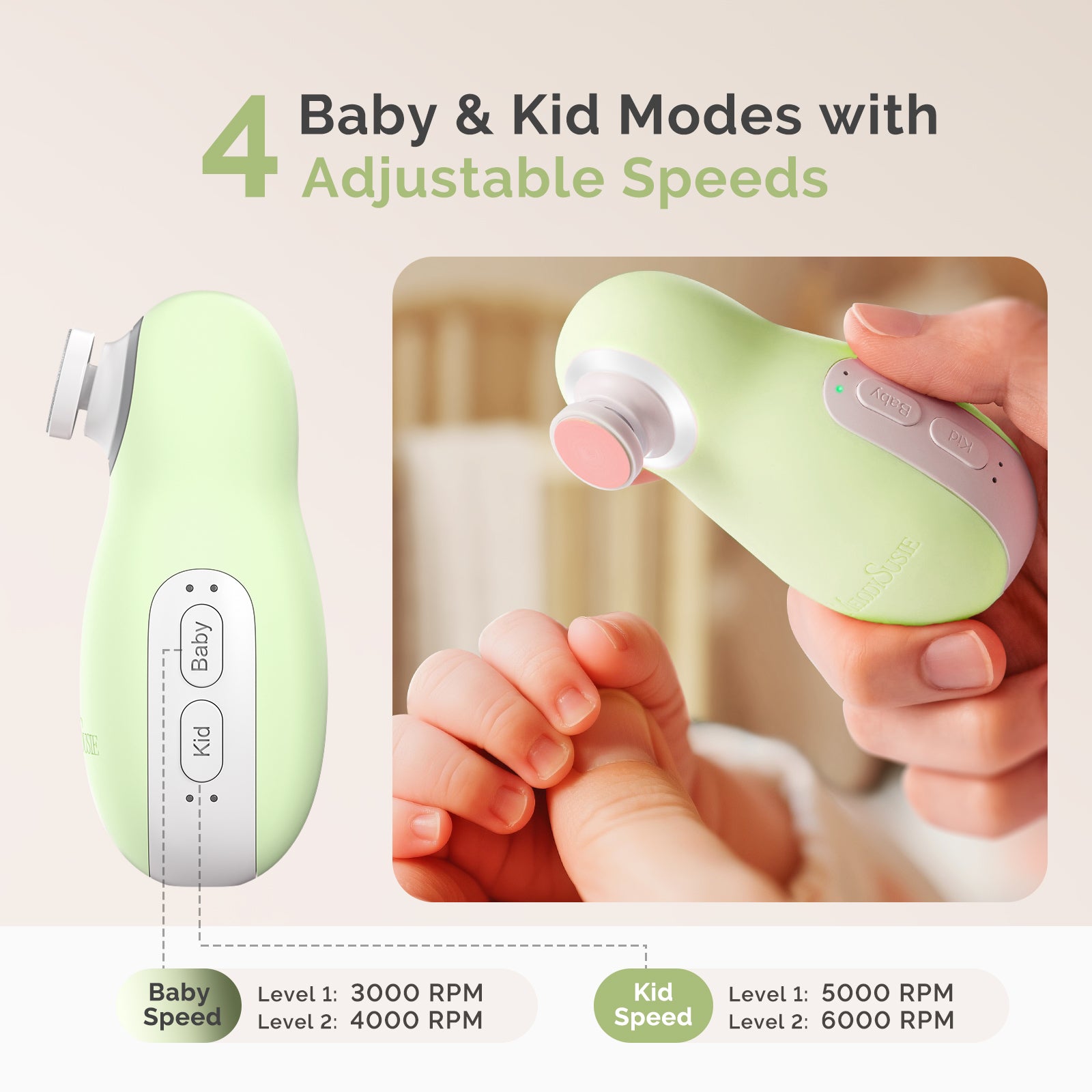 PC20F Rechargeable Baby Nail Trimmer - Green