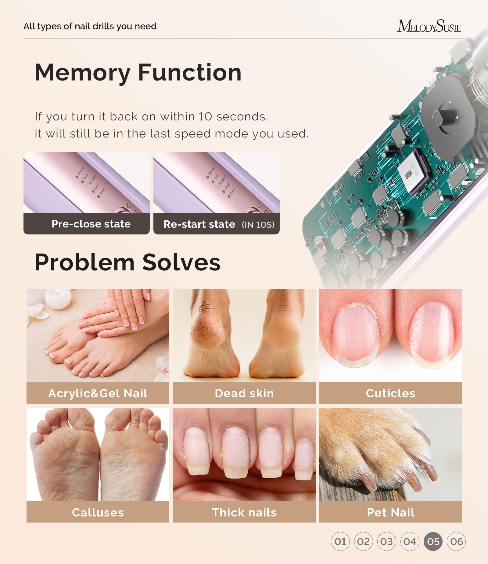 PC760G Manicure & Pedicure Nail Drill Kit 4600 RPM - Purple