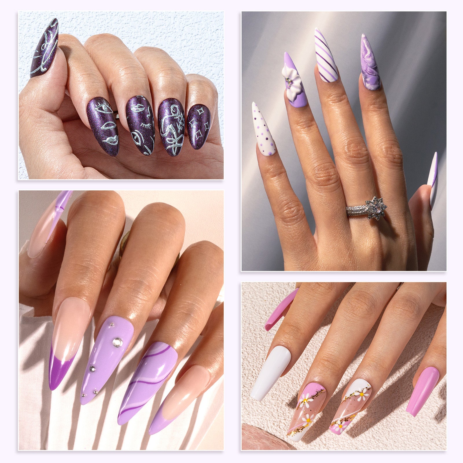 6 Colors TPO-Free Thick Gel Nail Polish Set 15ml - Purple