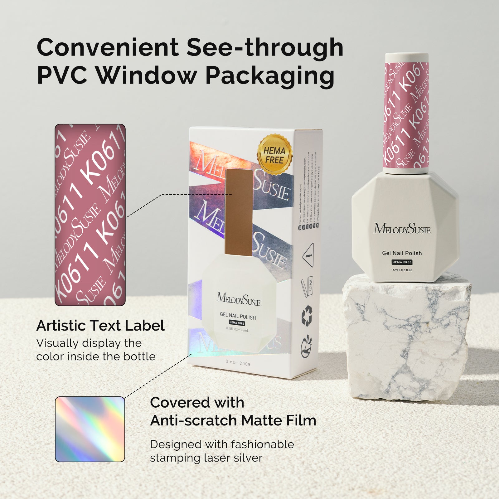 HEMA-Free Gel Nail Polish 0.5 fl oz/15ml - K0611 Thick Rosy Nude