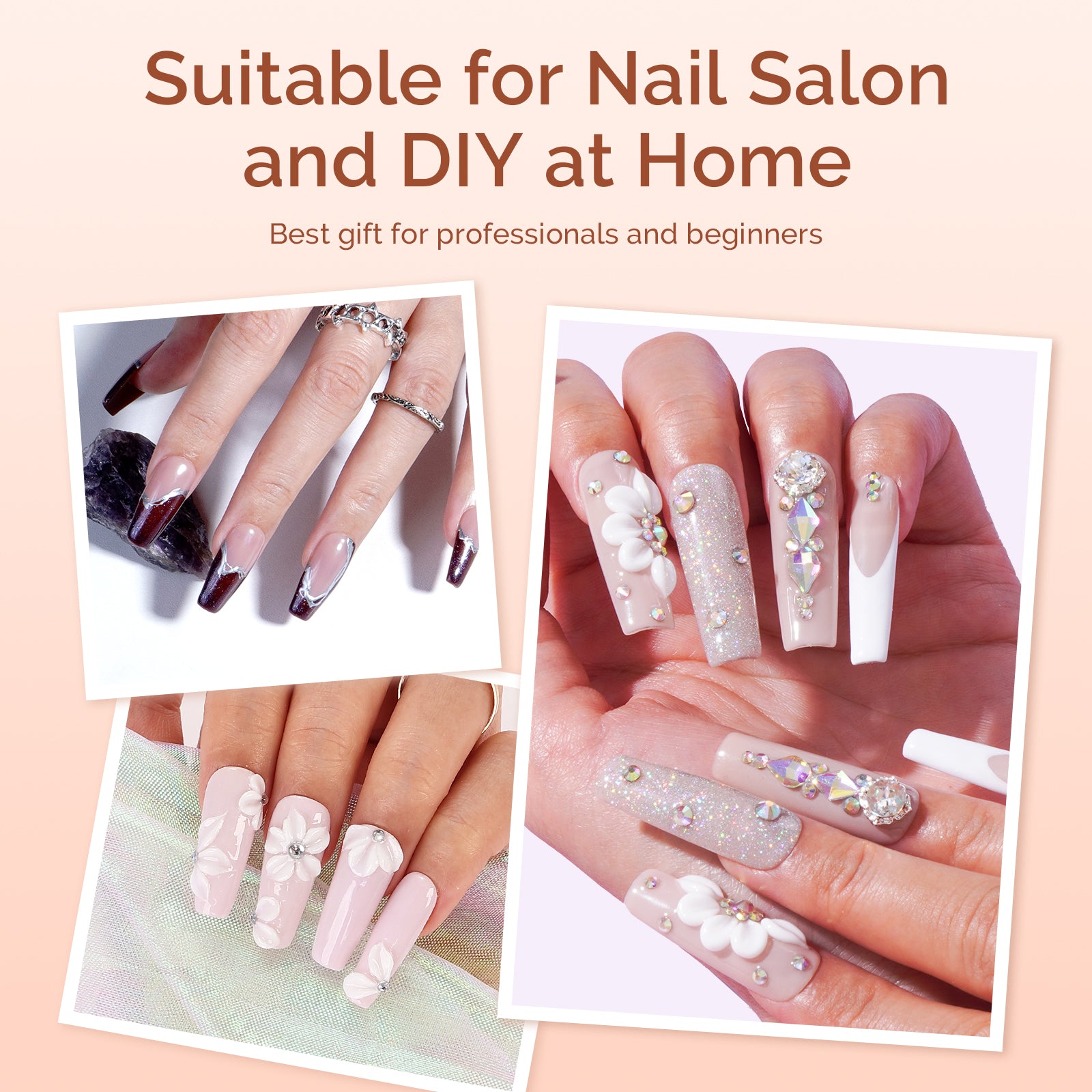 Acrylic Nail Brush Set 3Pcs - White