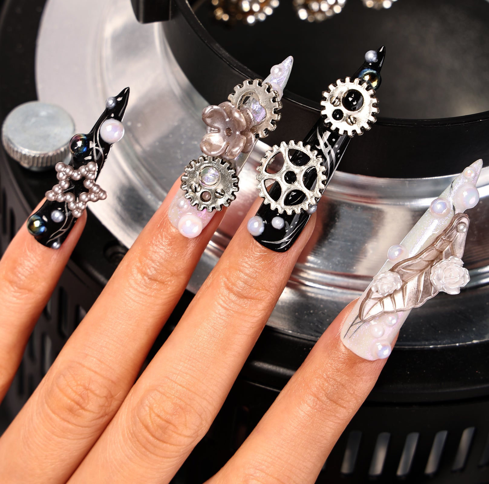 REsteampunk Stiletto Longest Press On Nails