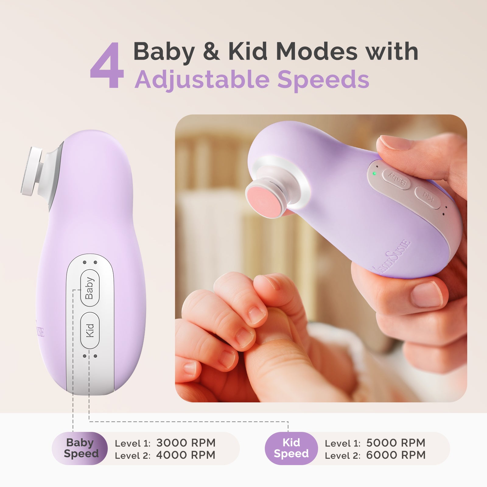 PC20F Rechargeable Baby Nail Trimmer - Purple