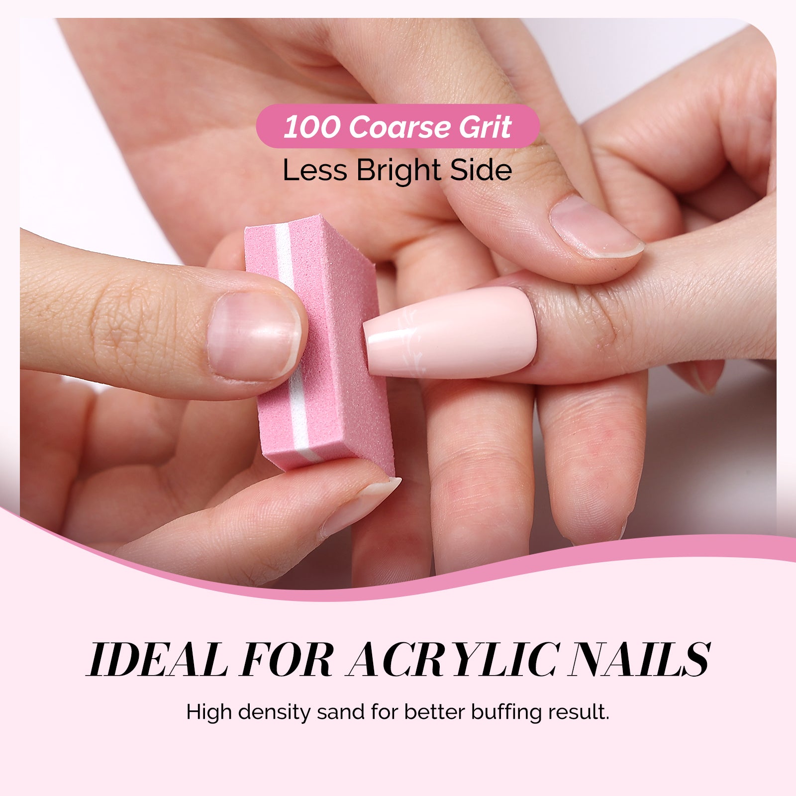 50Pcs Mini Nail Buffer Block 100/180 Grit - Pink