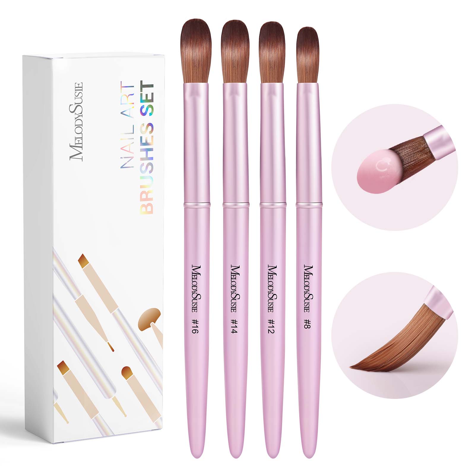 Acrylic Nail Brush Set (4Pcs) - Rose Gold
