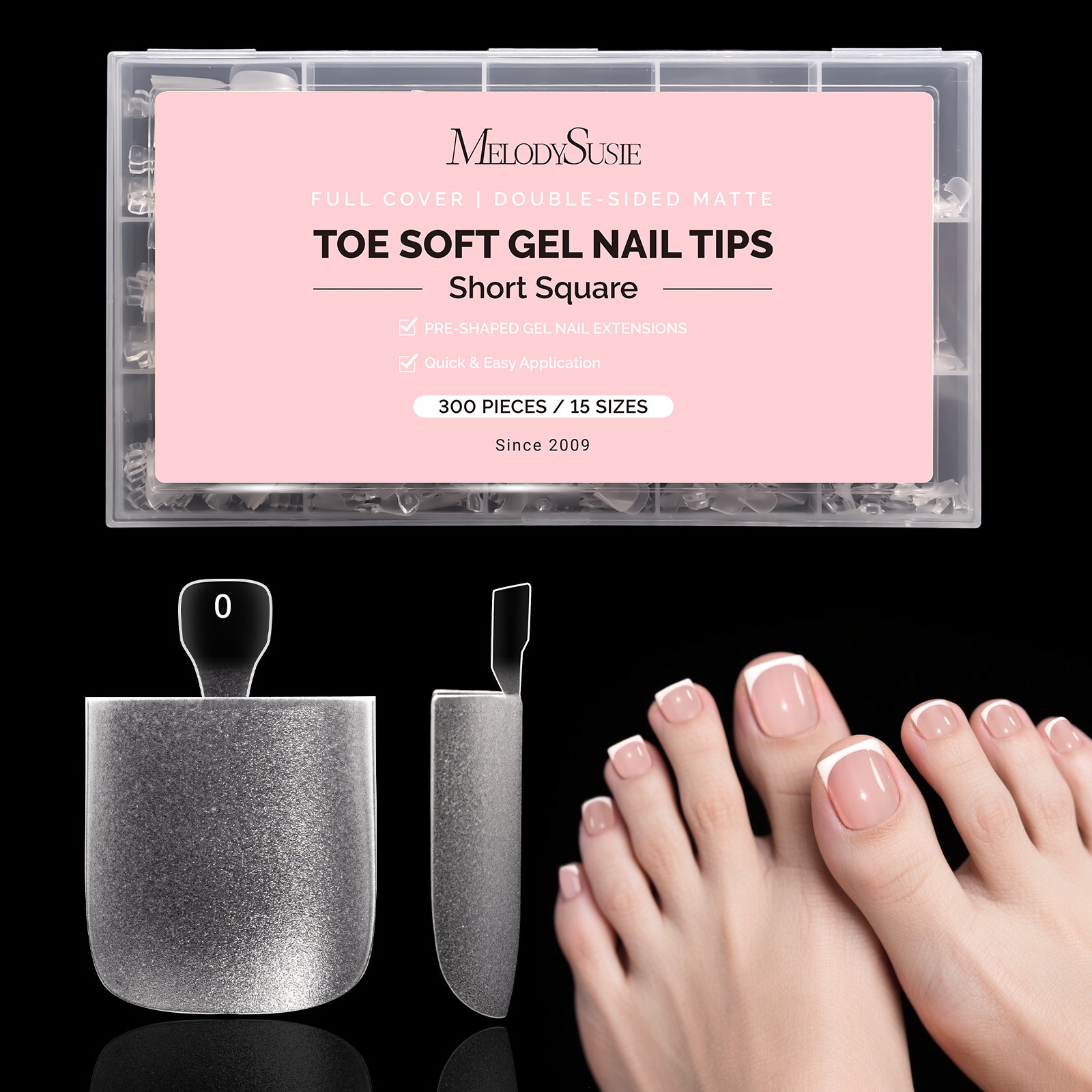 300Pcs Half Matte Clear Acrylic Full Cover Toe Nail Tips