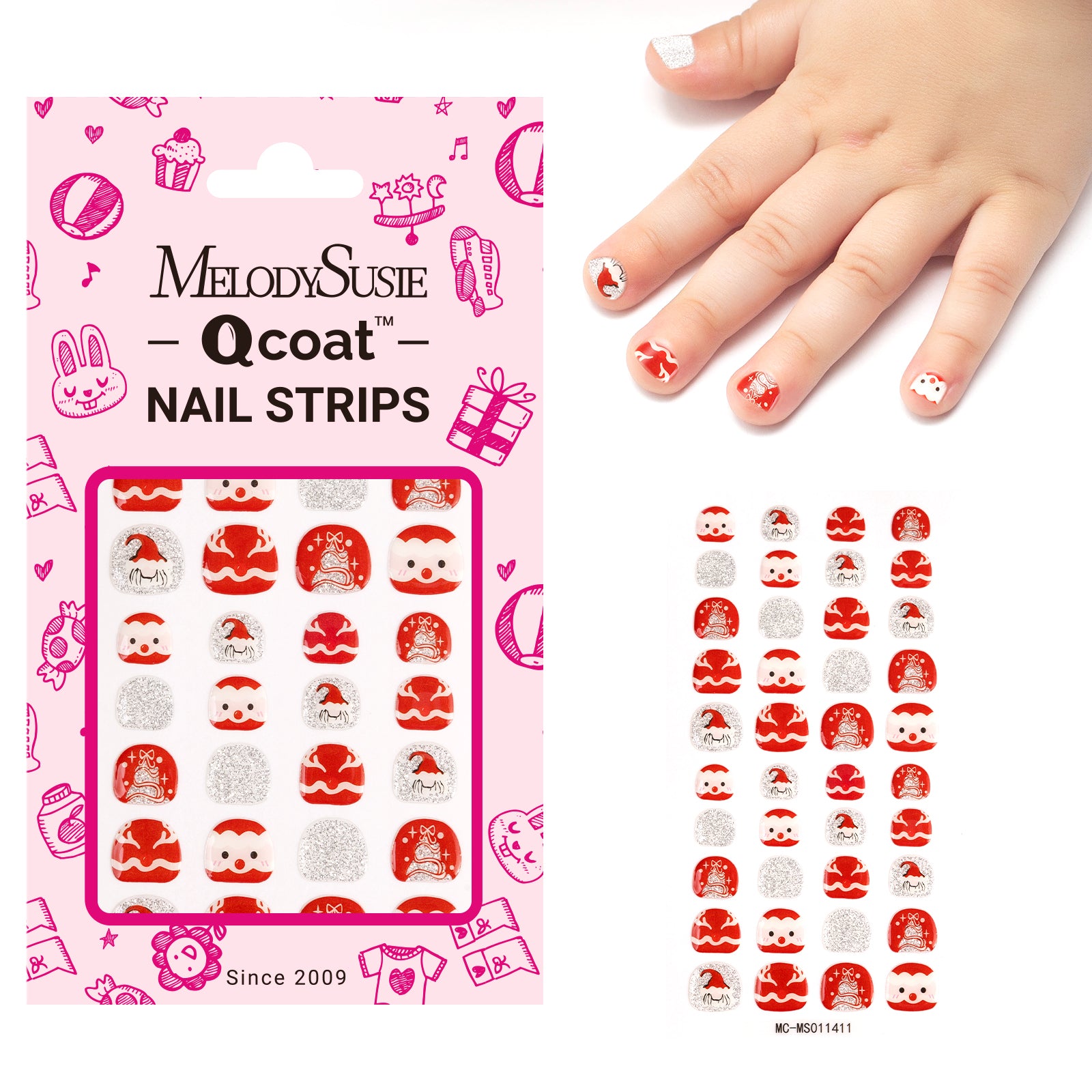 Qcoat Fully Cured Gel Nail Strips for Kids Festive Planet