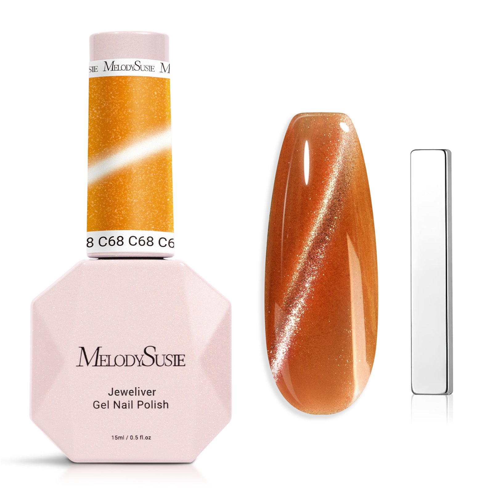 Jeweliver Cat Eye Gel Nail Polish 0.5 fl oz/15ml - Red Orange C68