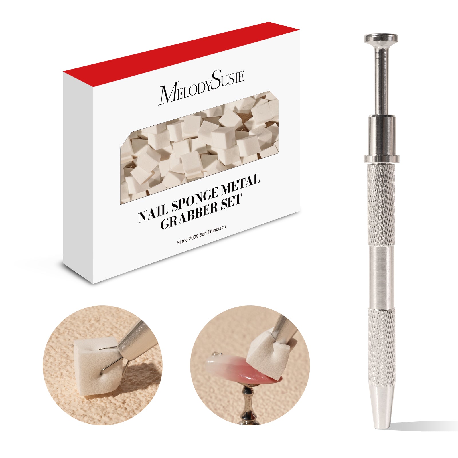 Nail Art Sponges With Grabbing Pen White