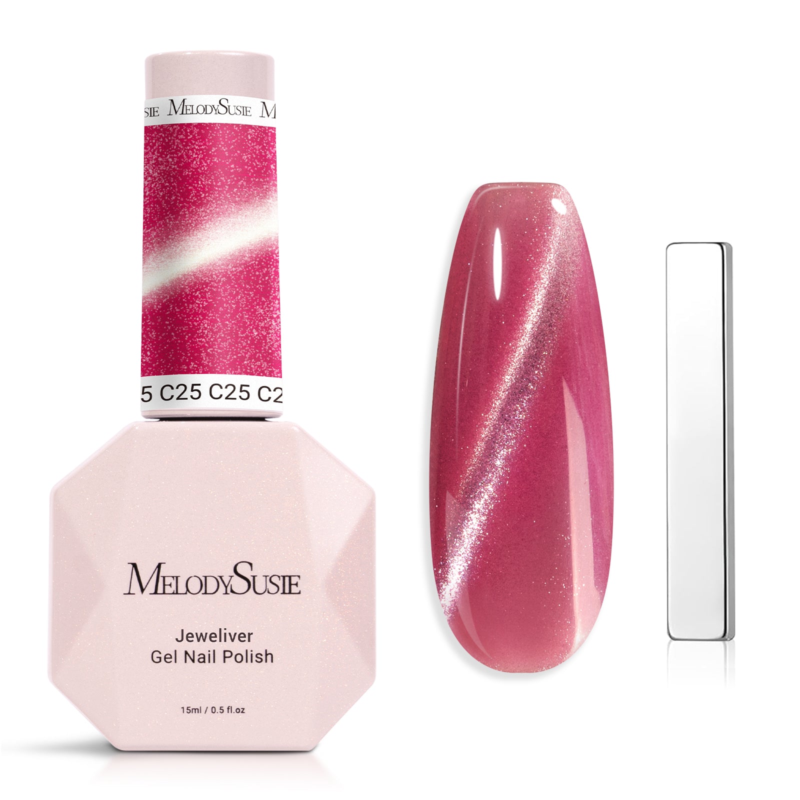 Jeweliver Cat Eye Gel Nail Polish 0.5 fl oz/15ml - Hot pink C25