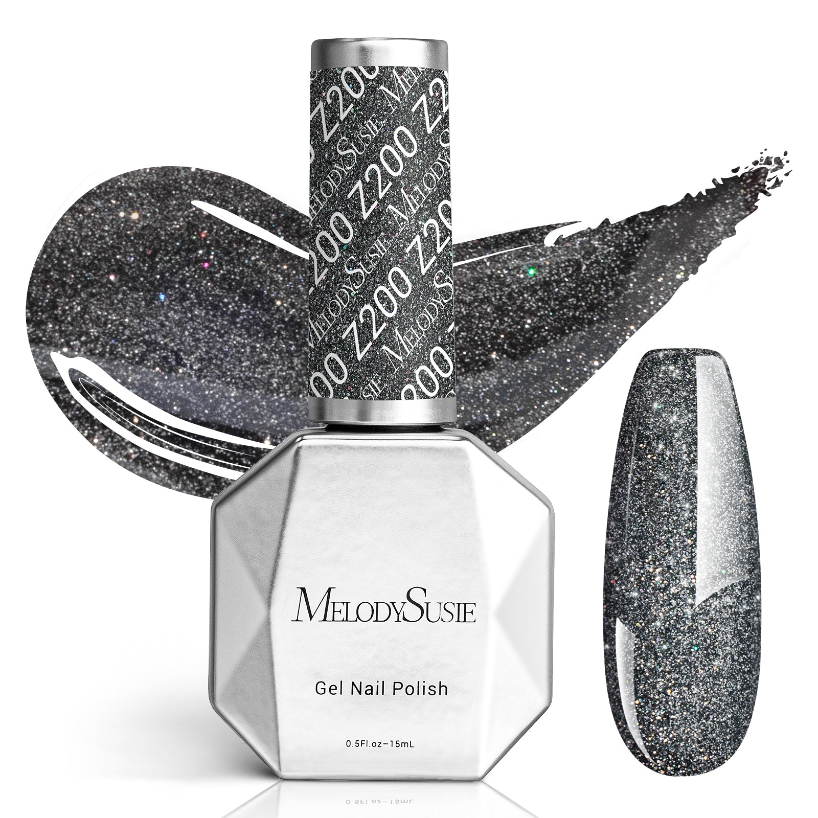 Z200 Galaxy Black - TPO-Free Faster UV Curing Gel Nail Polish 0.5 fl oz/15ml