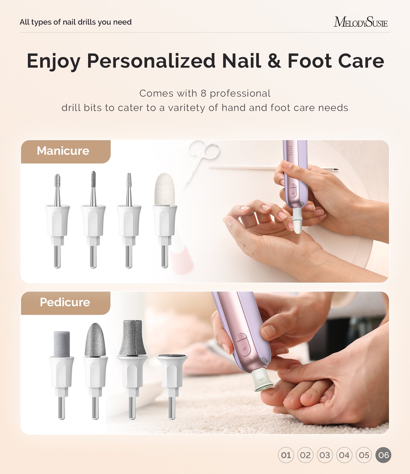 PC760G Manicure & Pedicure Nail Drill Kit 4600 RPM - Purple