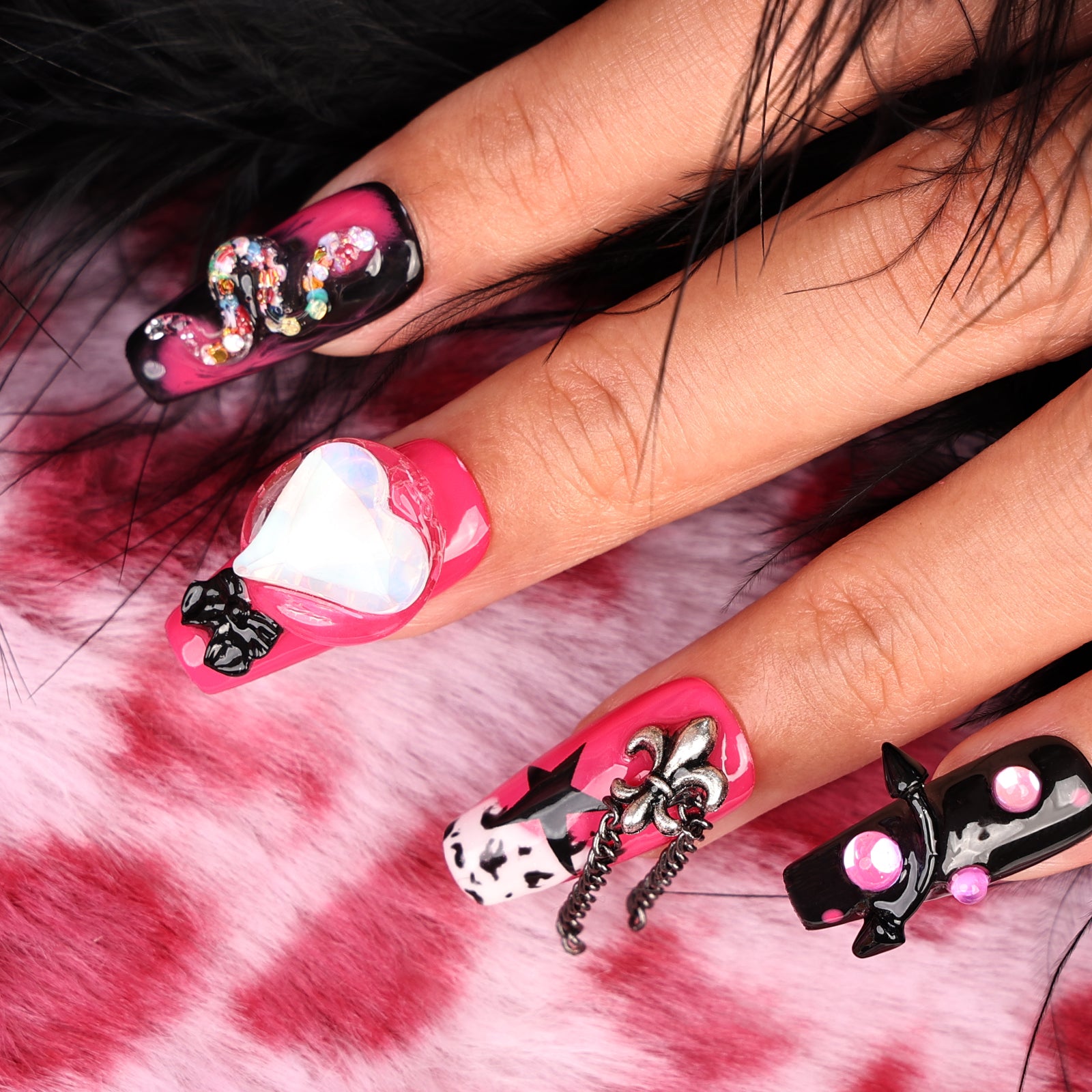 Pink Noir Coffin Regular Press On Nails | MelodySusie