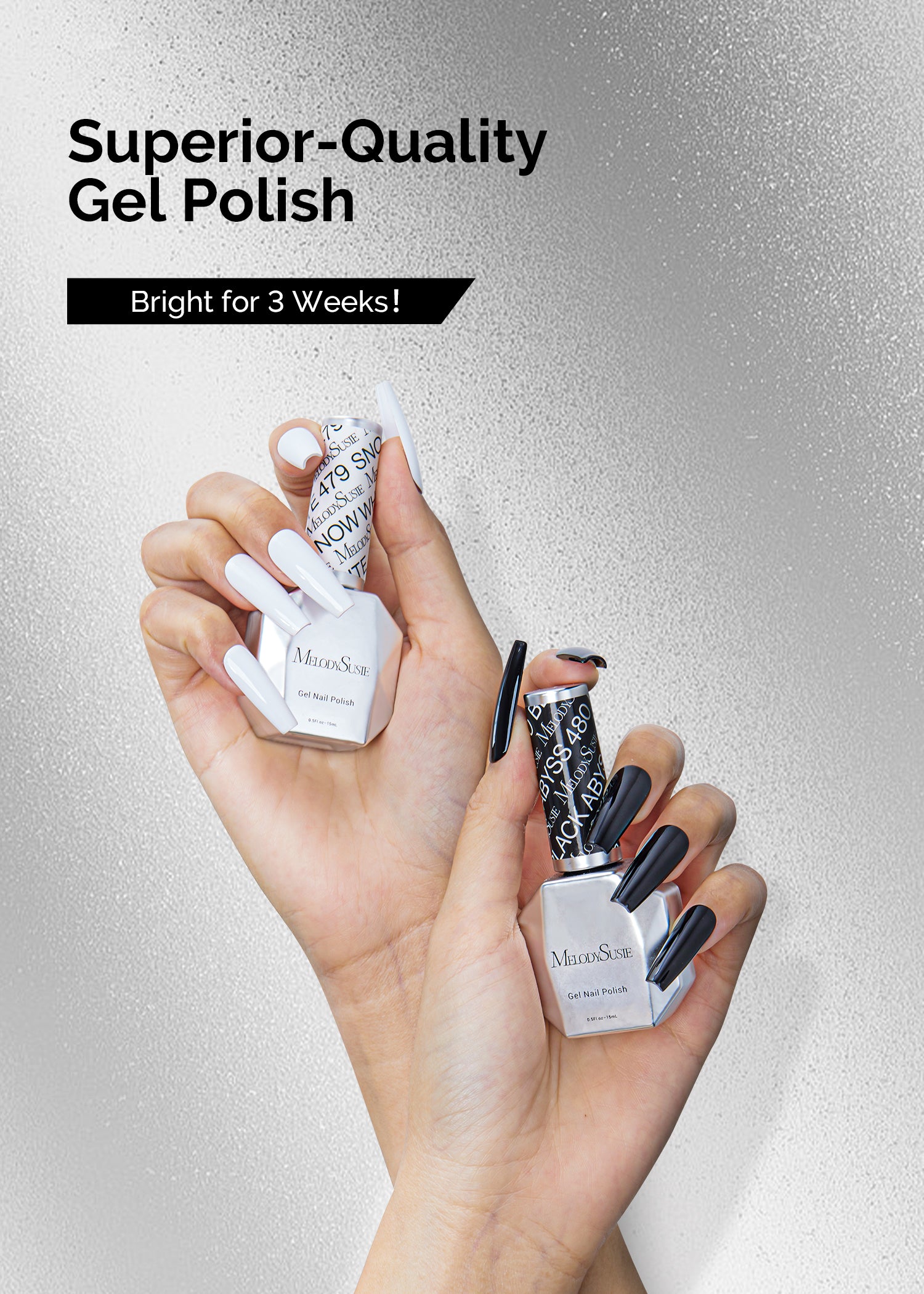 2 Pack 15ml Gel Nail Polish (White and Black)