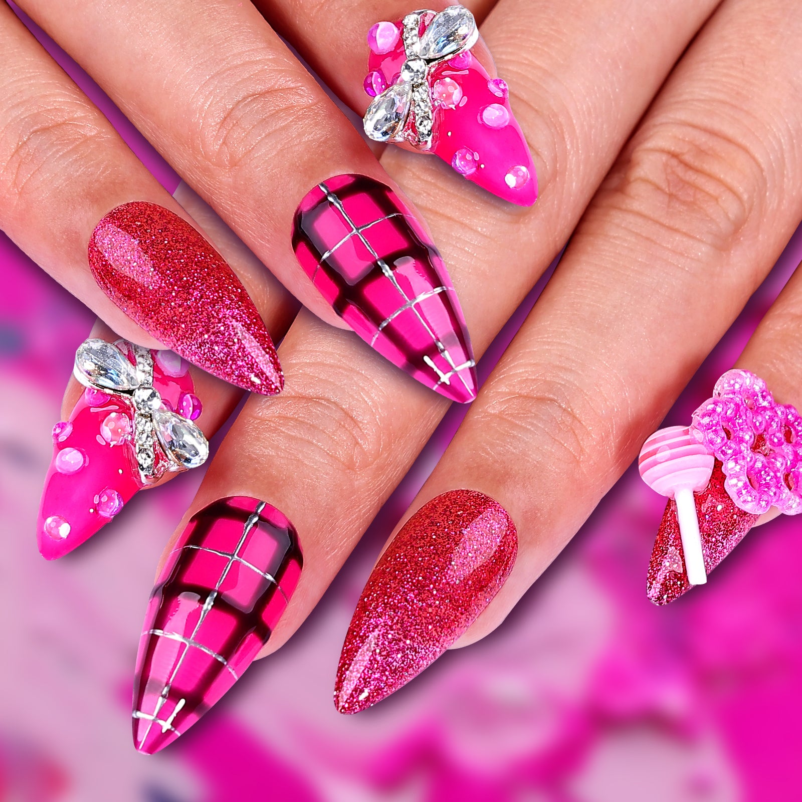 Lollipop Love Stiletto Short Press On Nails | MelodySusie