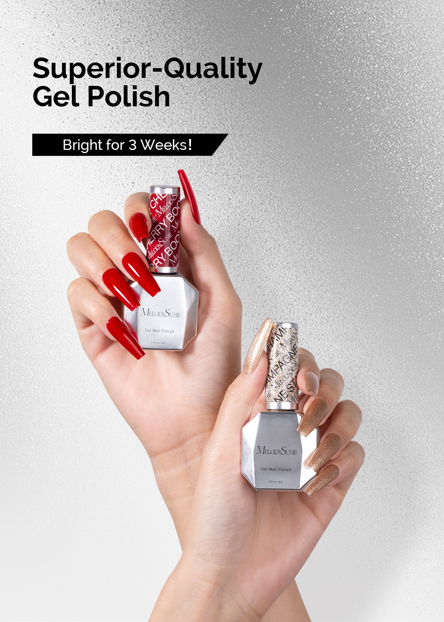 2 Pack 15ml Gel Nail Polish (Gold and Red)
