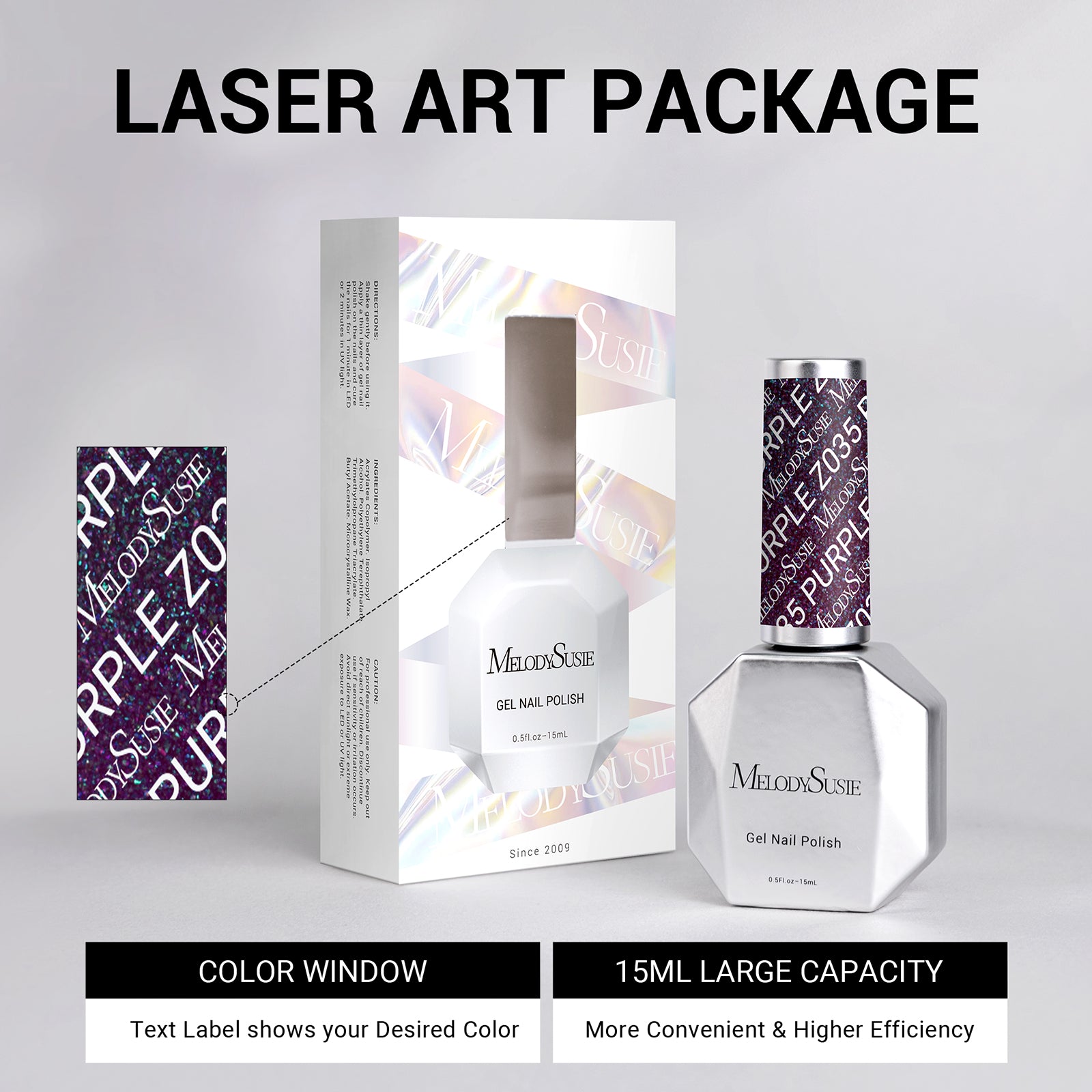 Z035 Universe Purple Glitter - TPO-Free Thick Gel Nail Polish(15ml)