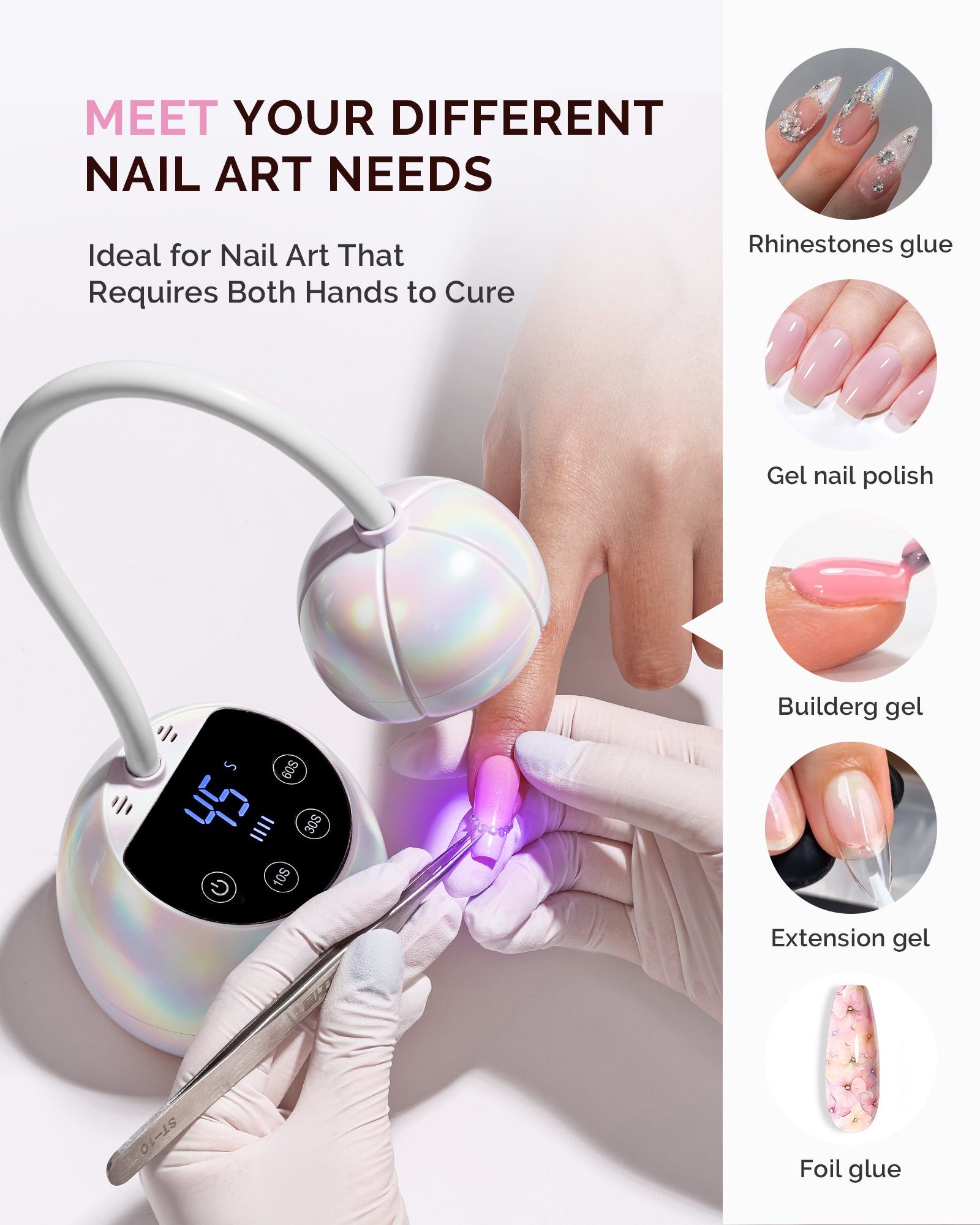 (US ONLY) P-ArtM2 Gooseneck Cordless UV Nail Lamp - Pearl White