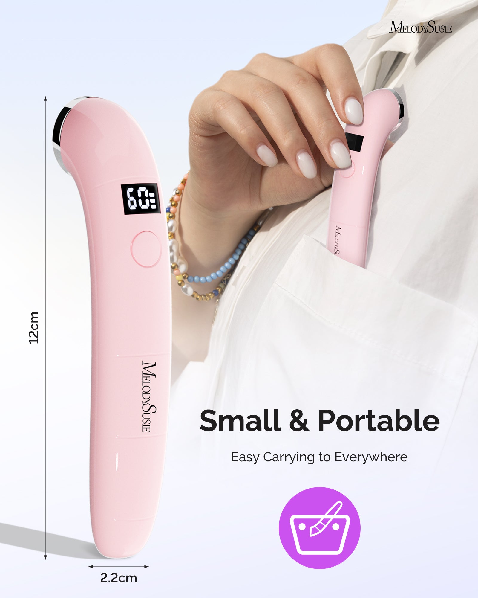 P-ART01A Rechargeable LED/UV Nail Lamp - Pink